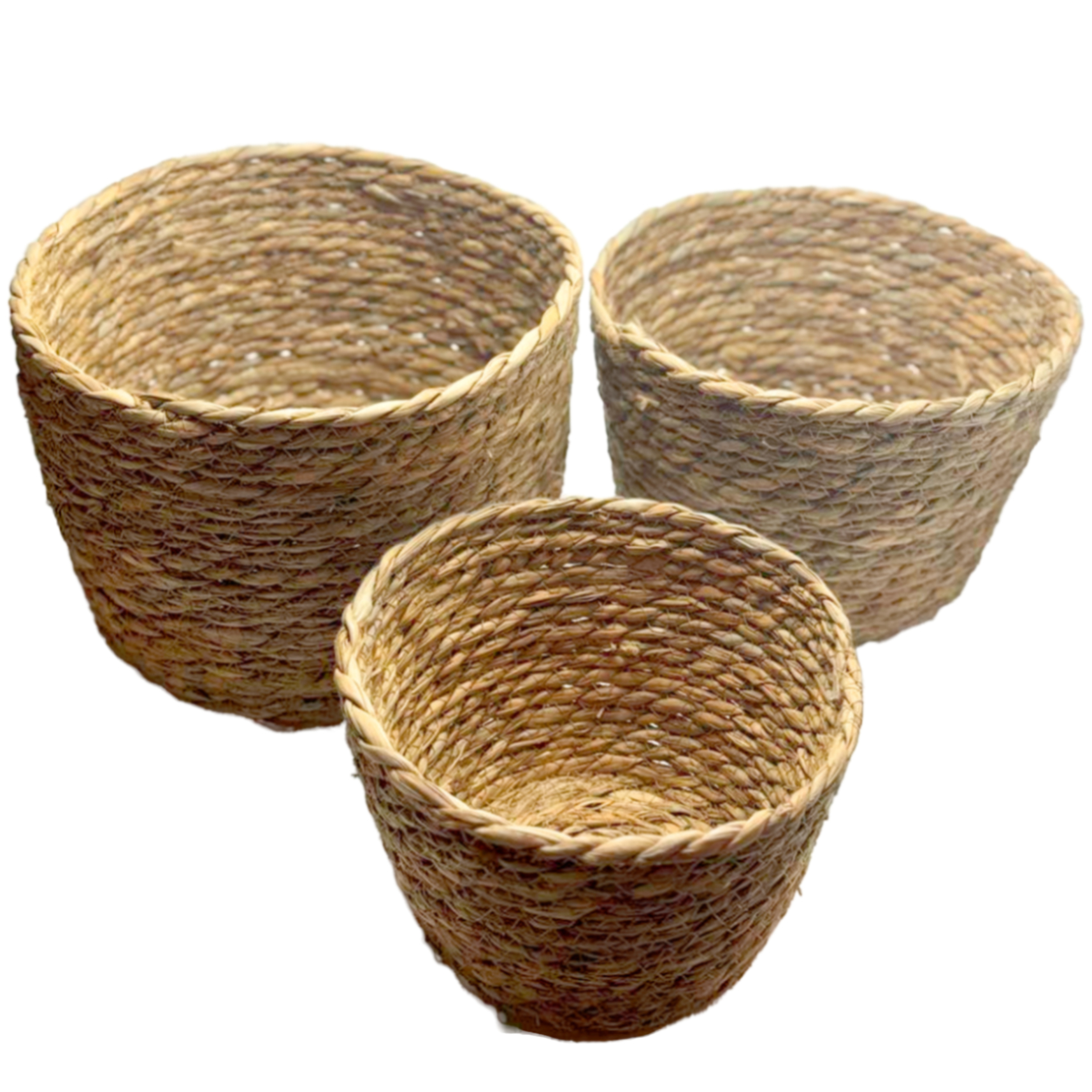 Корзина плетеная (водоросли), D23xH18 см - D19xH14 см, набор (3 шт) Натуральный