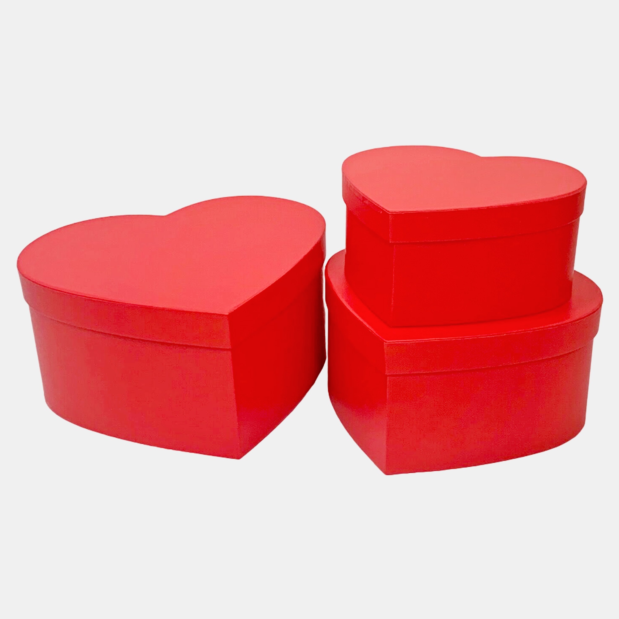 Коробка подарочная "Сердце", 28,5x26xH11 см - 23,5x21xH8,5 см, набор (3 шт) Красный