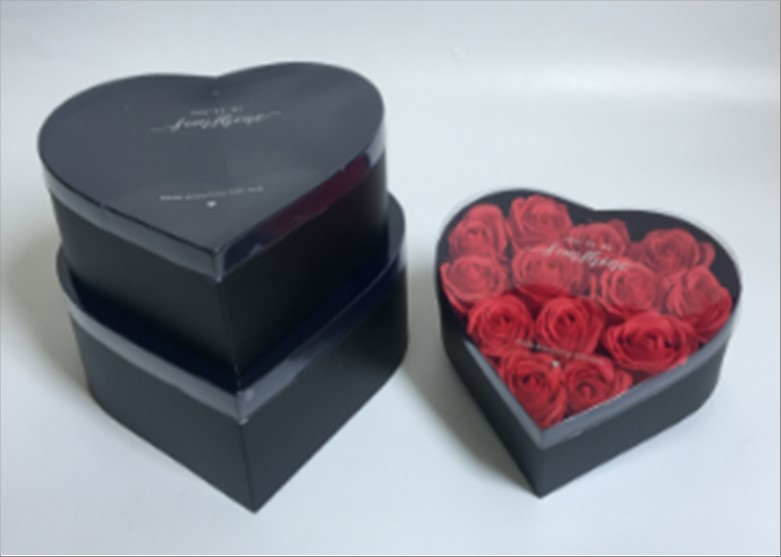 Коробка подарочная "Сердце", 28x25xH11 см - 23x21xH8,5 см, набор (3 шт) Черный