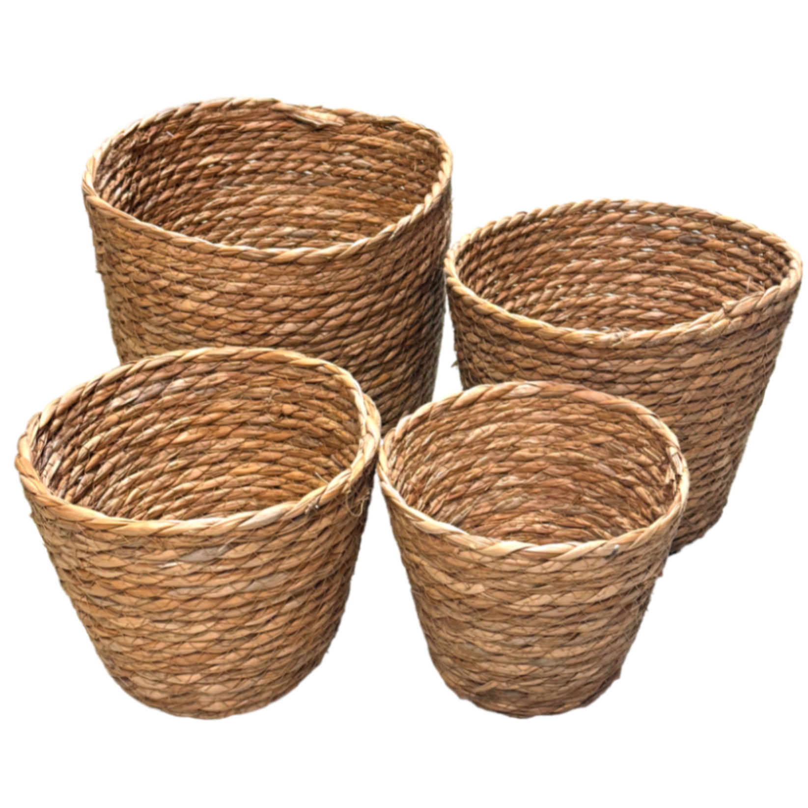 Кашпо плетеное (водоросли), D25xH19 см - D16xH9 см, набор (4 шт) Натуральный