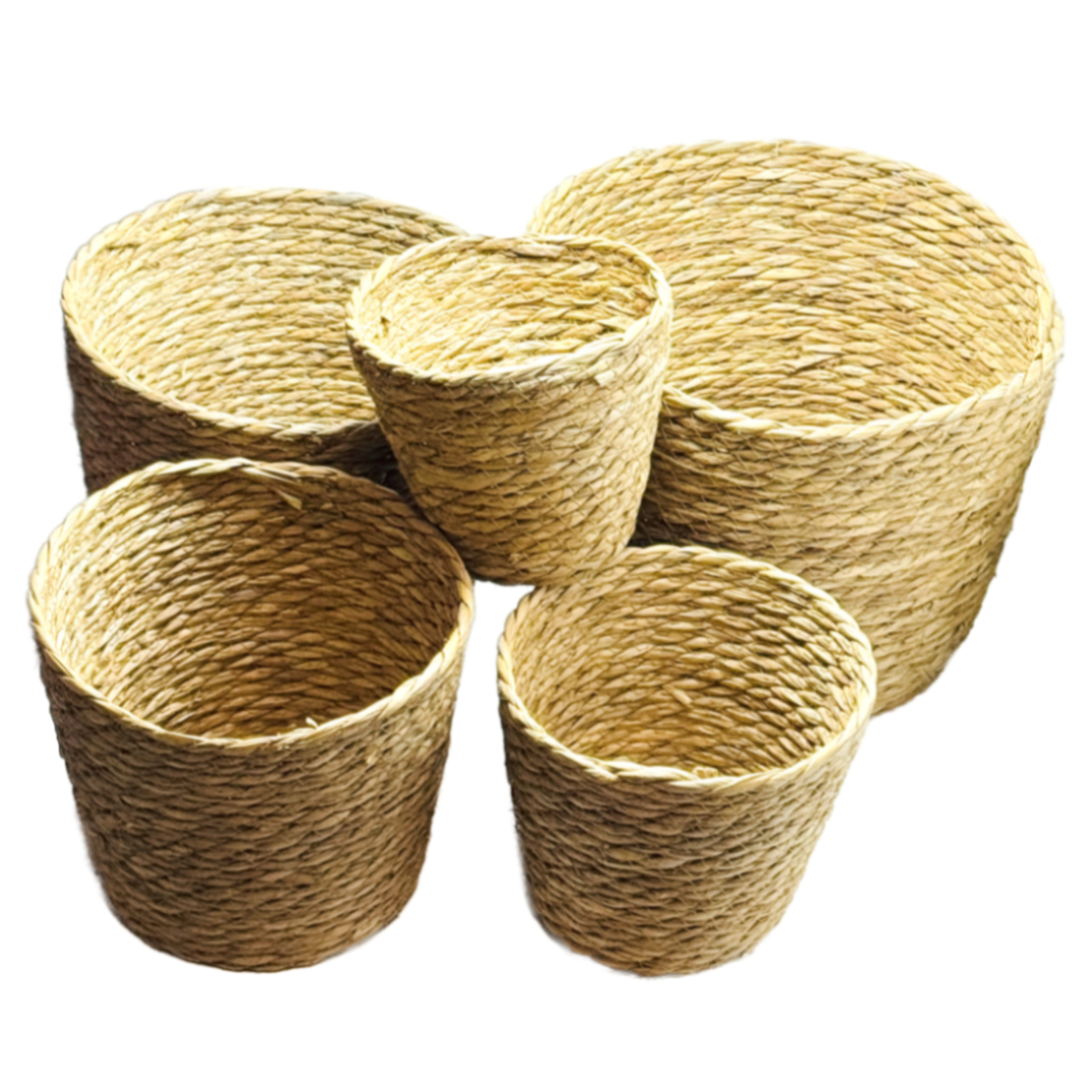 Кашпо плетеное (водоросли), D30xH24 см - D16xH9 см, набор (5 шт) Натуральный