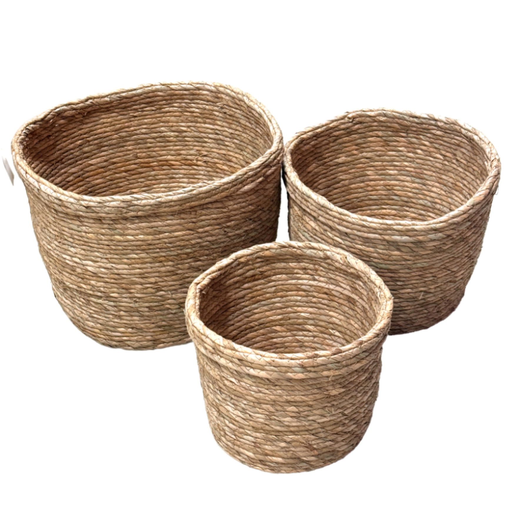 Кашпо плетеное (водоросли), D36xH29 см - D25xH20 см, набор (3 шт) Натуральный