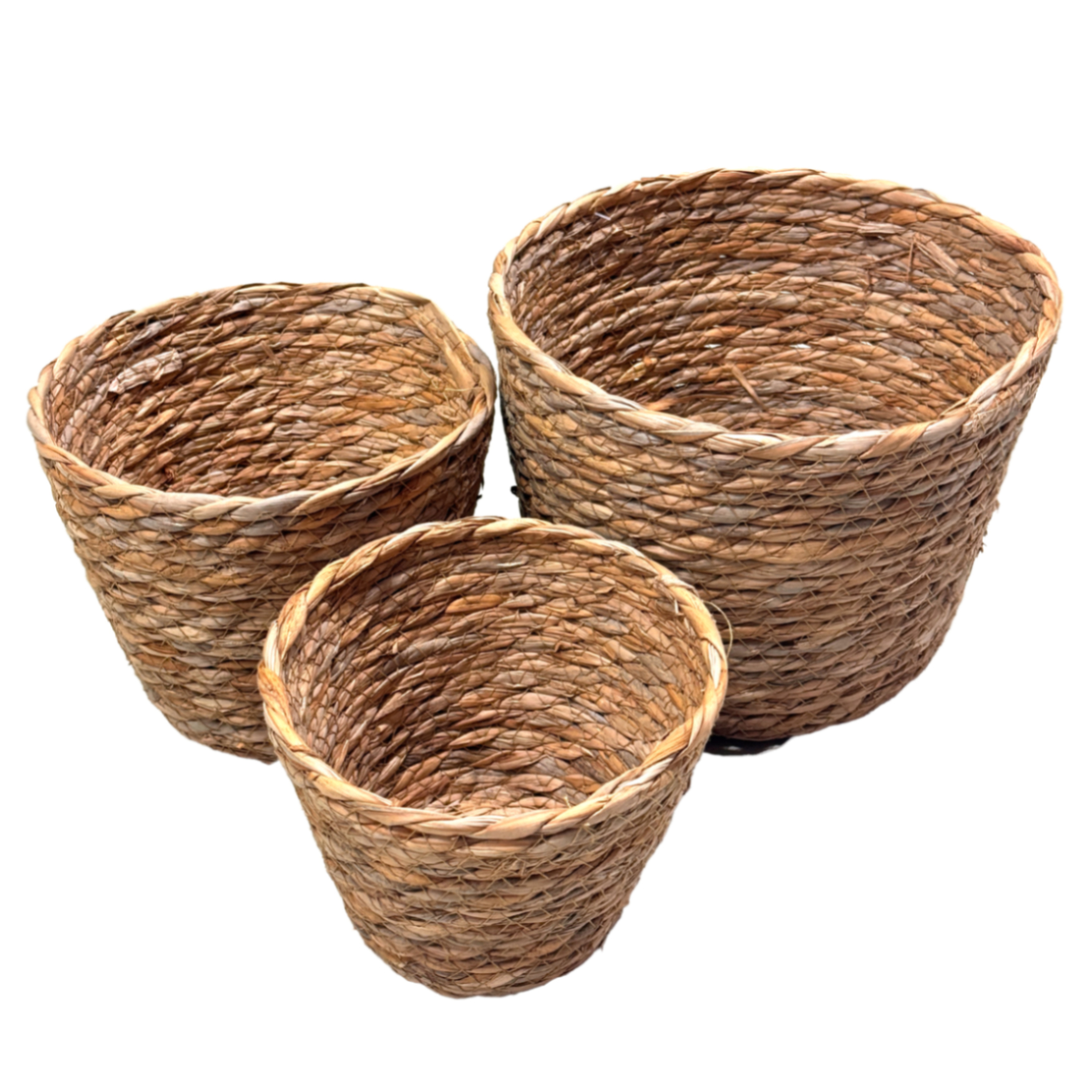 Кашпо плетеное (водоросли), D21xH17 см - D16xH10 см, набор (3 шт) Натуральный