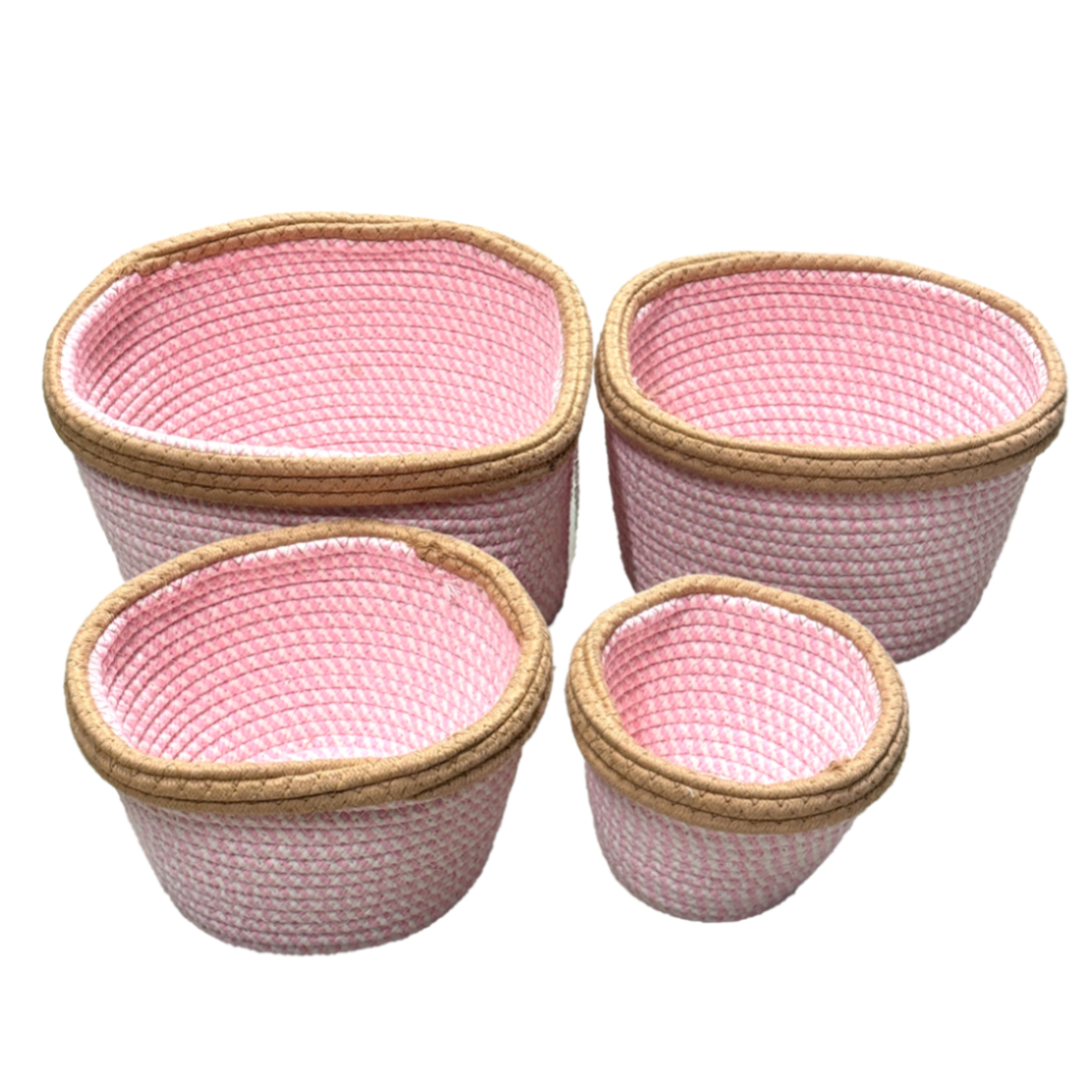 Кашпо плетеное "Кант" (ткань), D31xH24,5 см - D18xH14 см, набор (4 шт) Розовый
