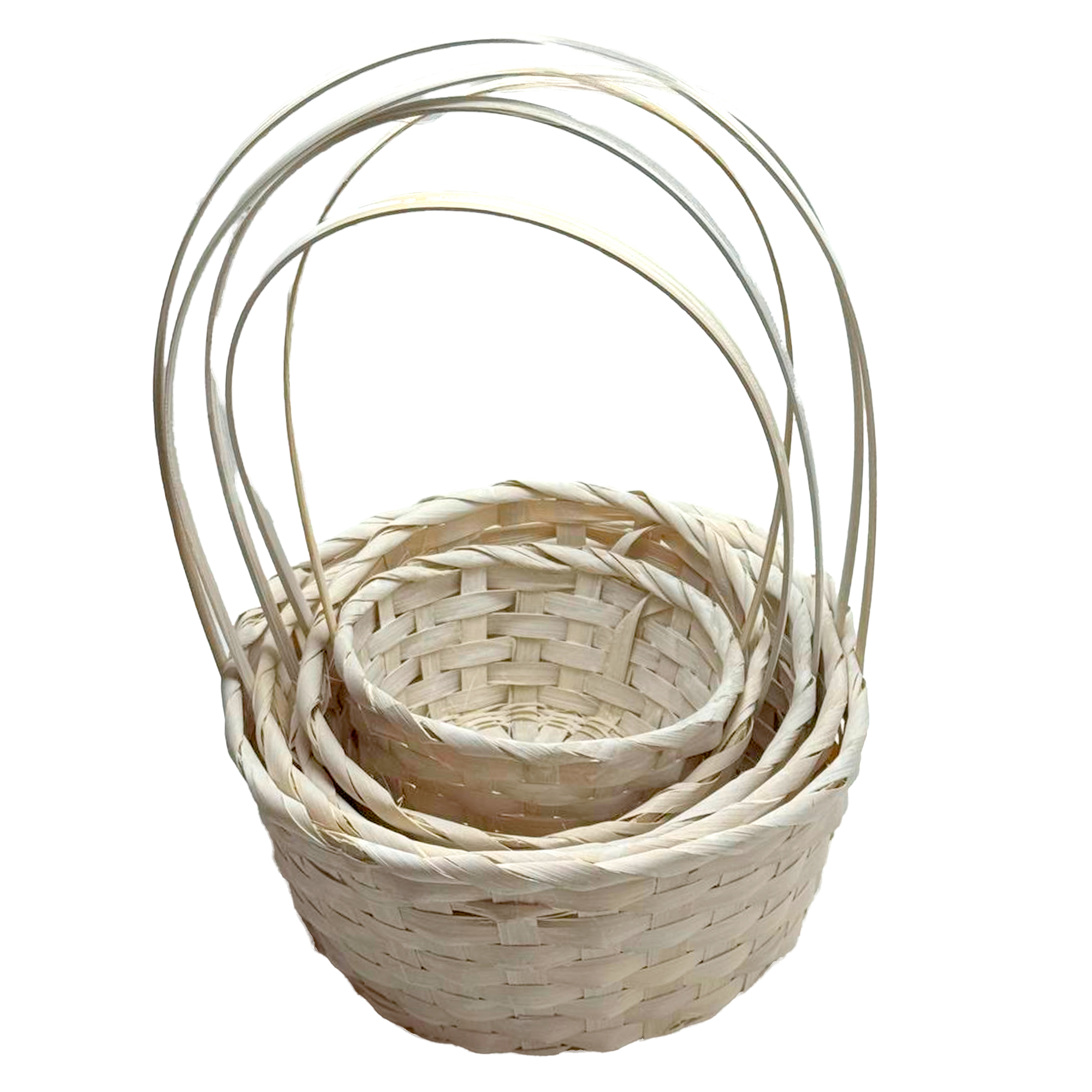 Корзина плетеная (бамбук), D26xH11 см - D16xH7 см, набор (5 шт) Белый