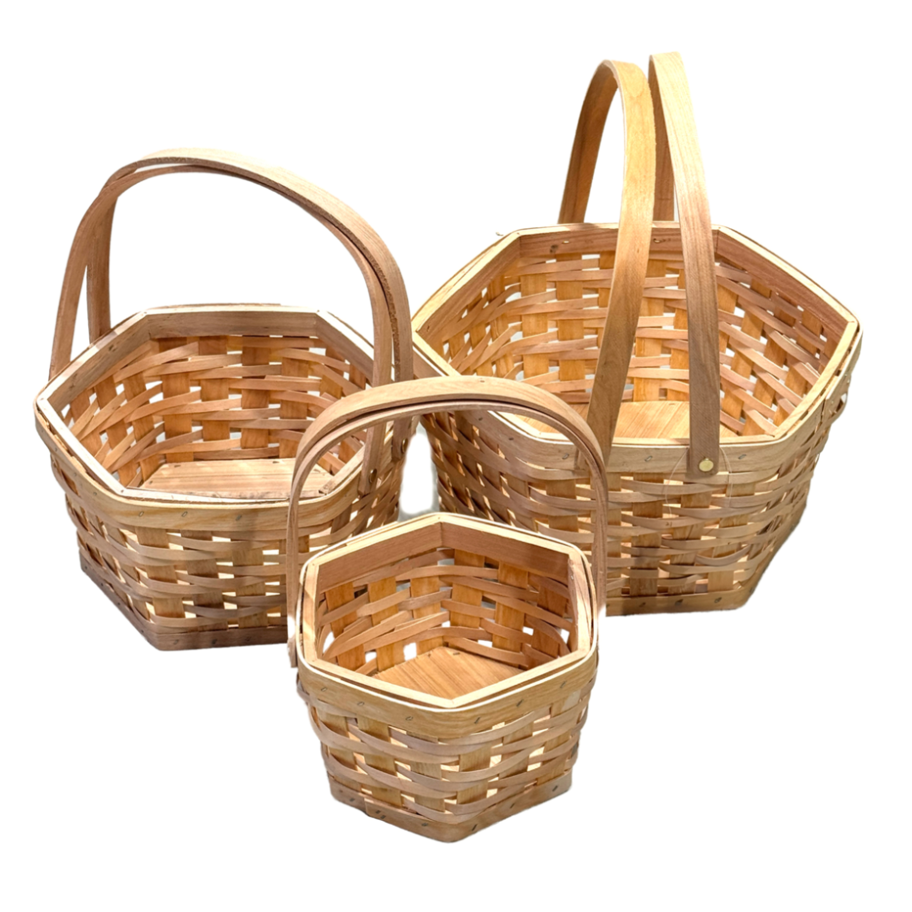 Корзина плетеная (ива), D28xH15/27 см - D17xH12/21 см, набор (3 шт) Натуральный