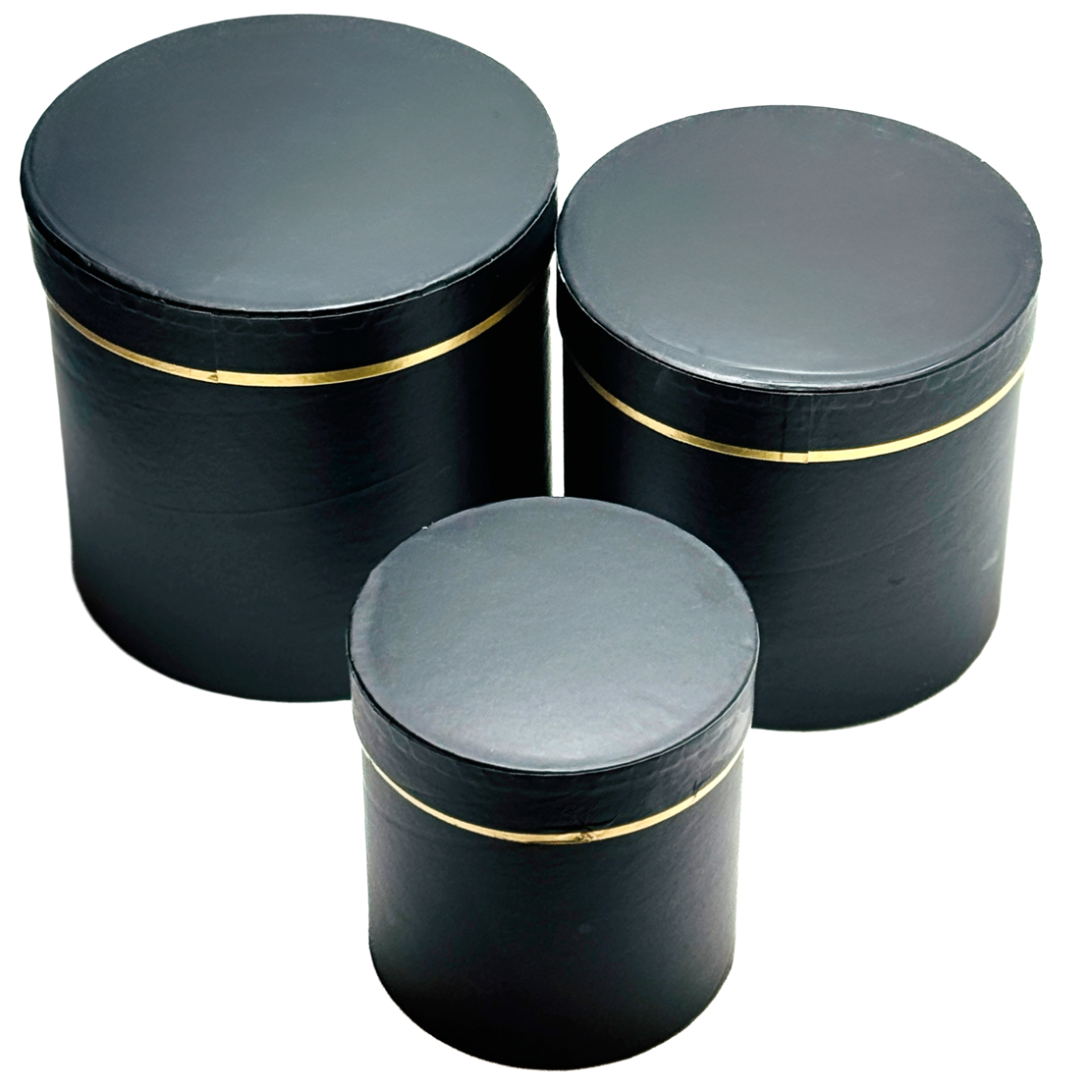 Коробка шляпная, D18xH17 см - D12xH13 см, набор (3 шт) Черный