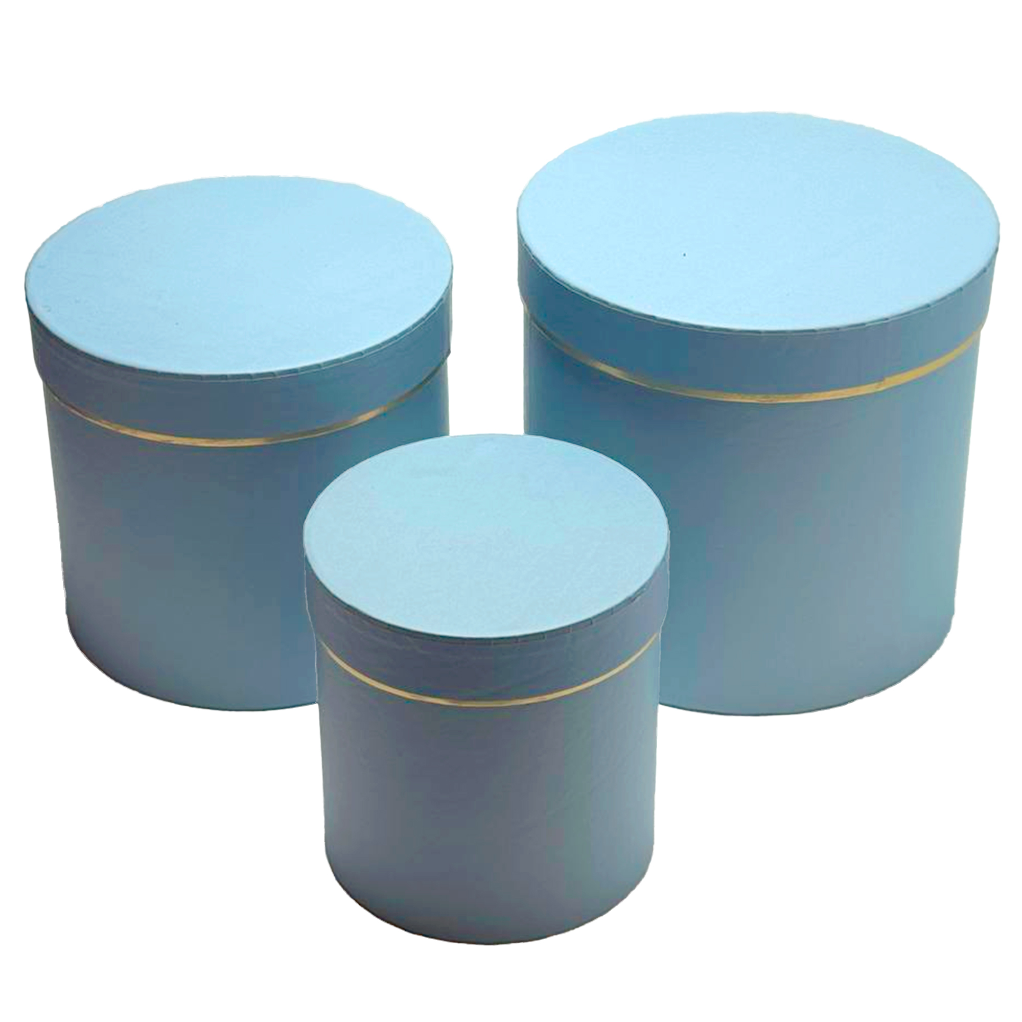 Коробка шляпная, D18xH17 см - D12xH13 см, набор (3 шт) Голубой