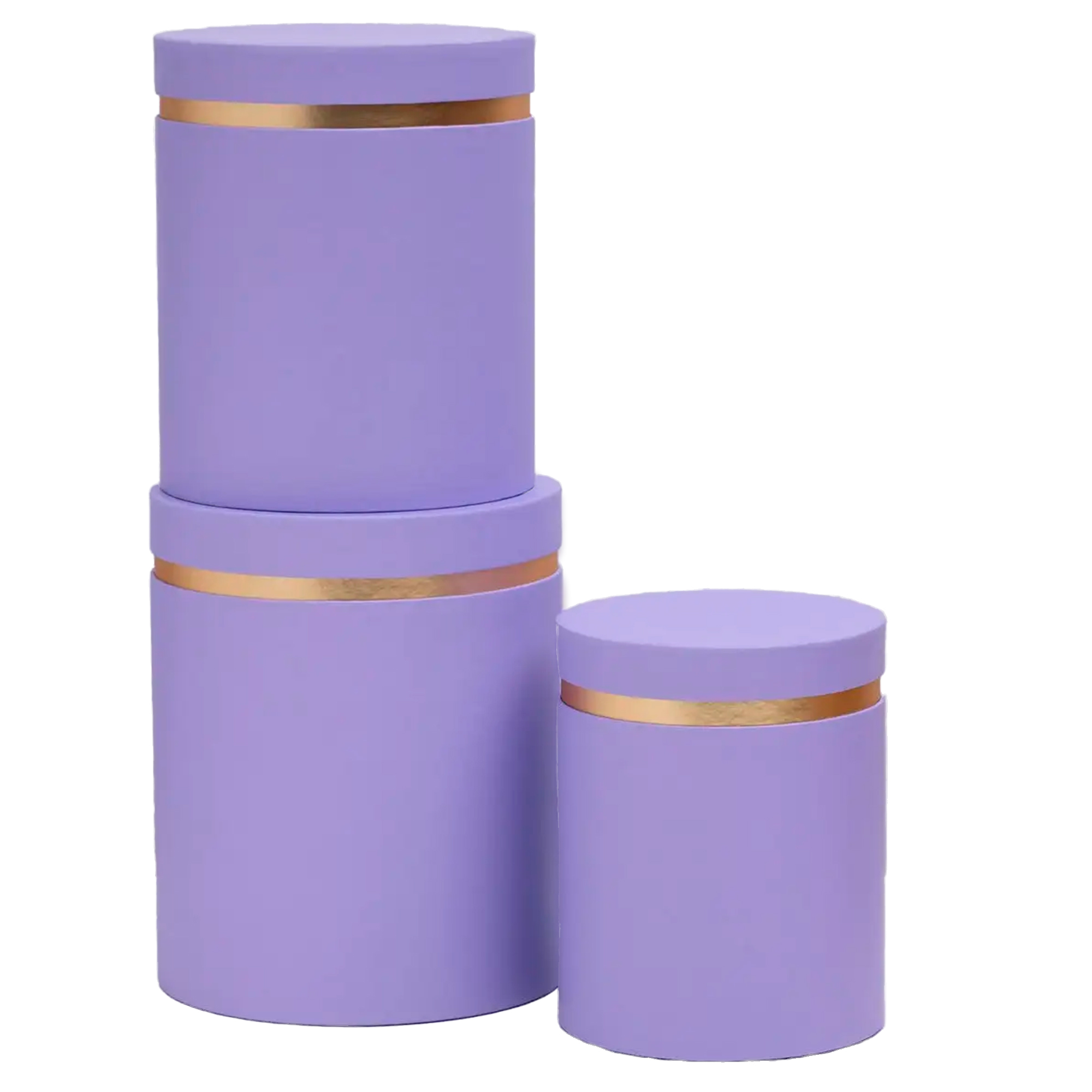 Коробка шляпная, D18xH17 см - D12xH13 см, набор (3 шт) Сиреневый