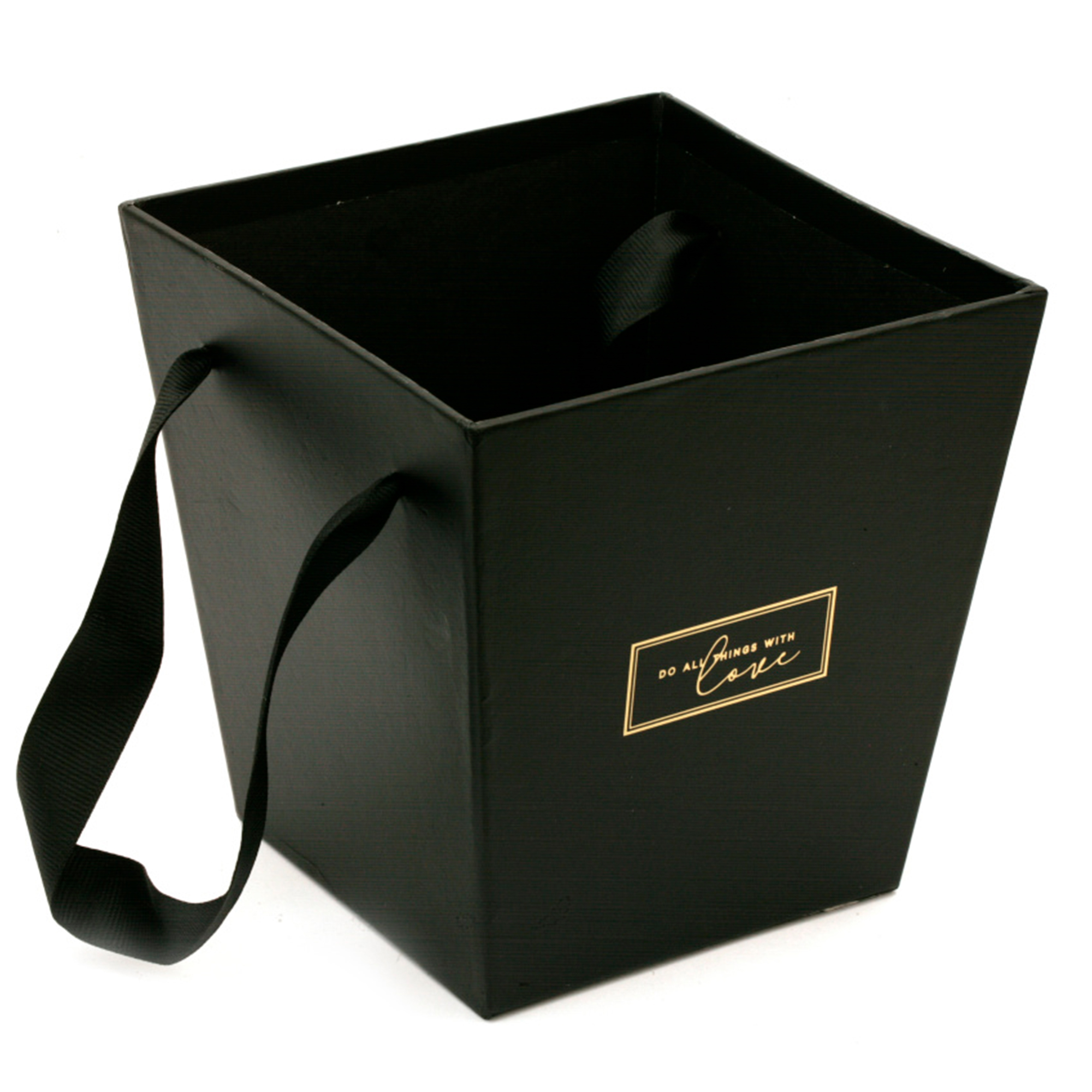 Коробка-кашпо "Трапеция/Принт", 14,5x11xH15 см, с ручкой Черный