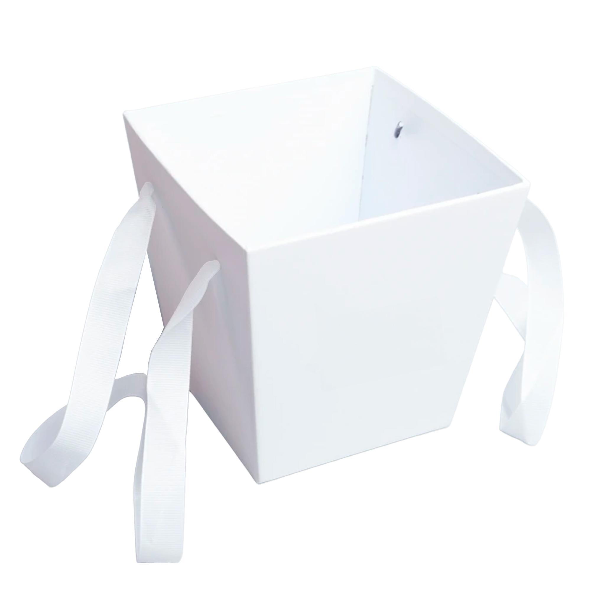 Коробка-кашпо "Трапеция", 14,5x11xH15 см, с ручкой Белый