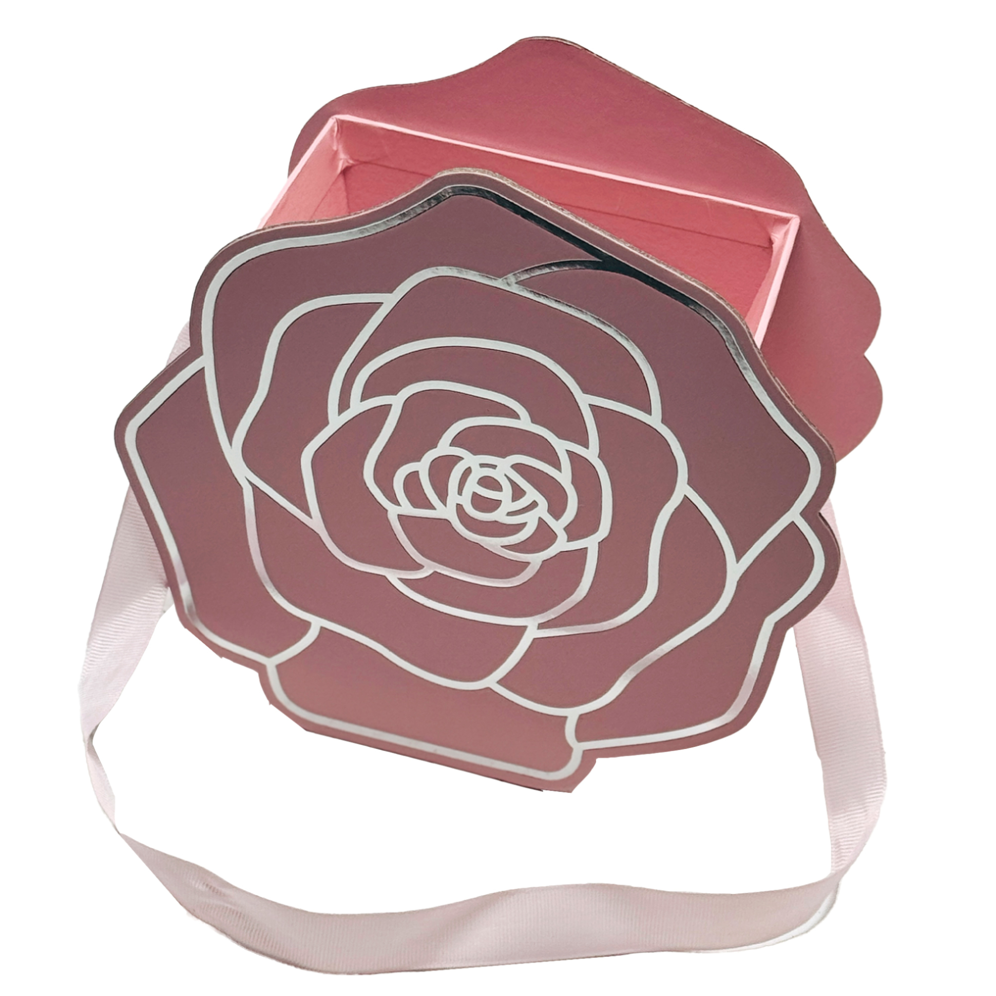 Коробка-кашпо "Роза", 20x9xH18,5 см, с ручкой Розовый