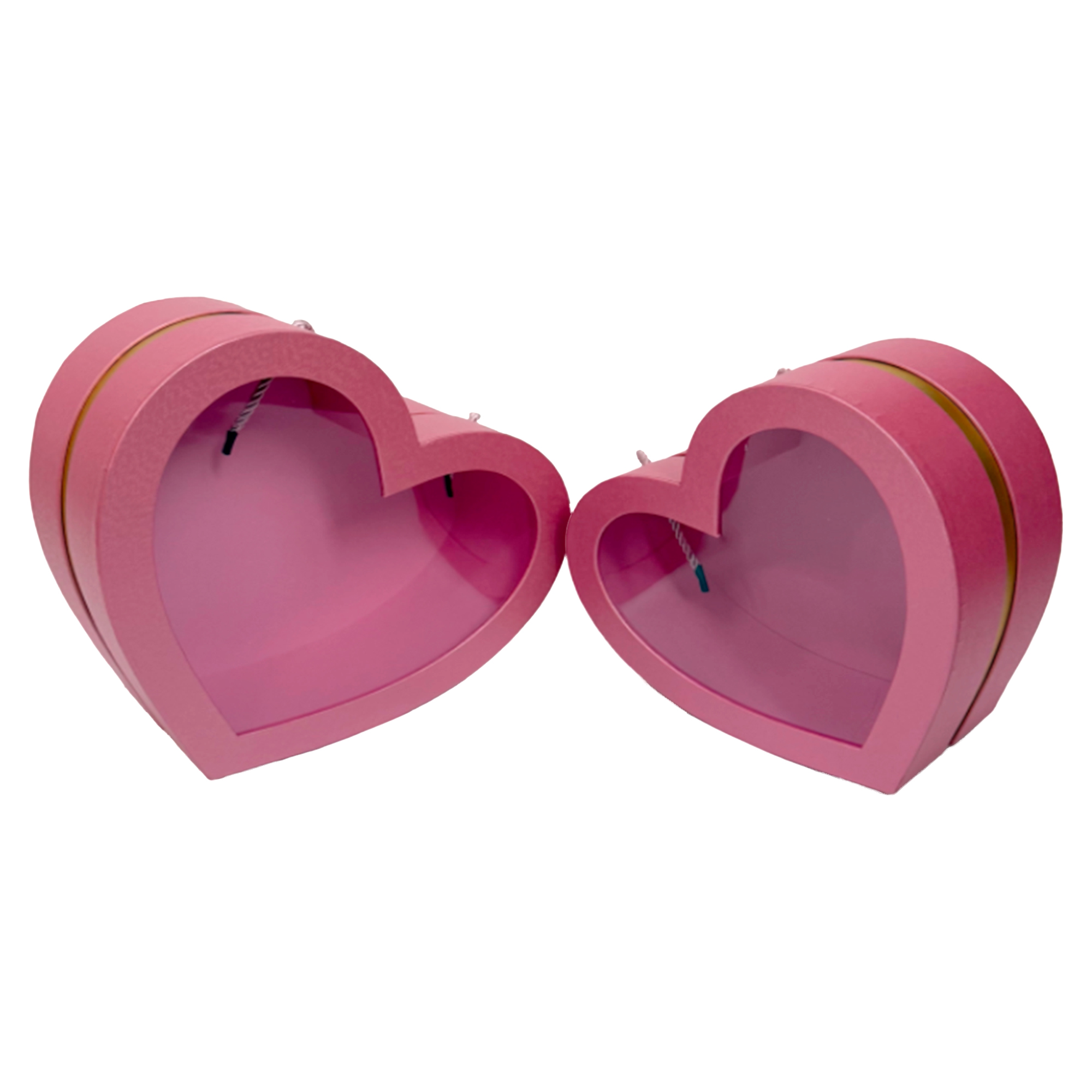 Коробка подарочная "Сердце", 29x26xH11,5 см, 25x23xH10,5 см, набор (2 шт), с окном Ягодный