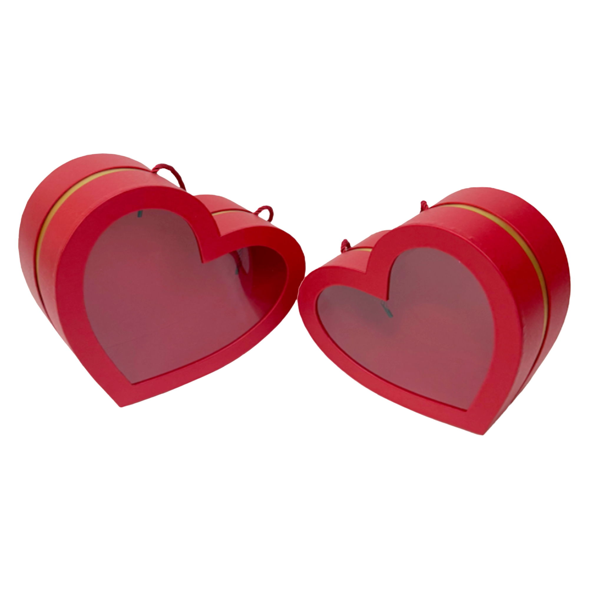 Коробка подарочная "Сердце", 29x26xH11,5 см, 25x23xH10,5 см, набор (2 шт), с окном Красный