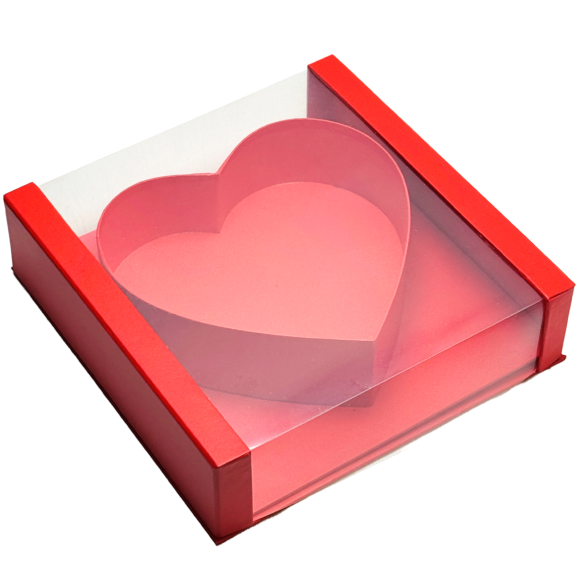 Коробка подарочная "Сердце", 25x25xH8 см, с окном Красный