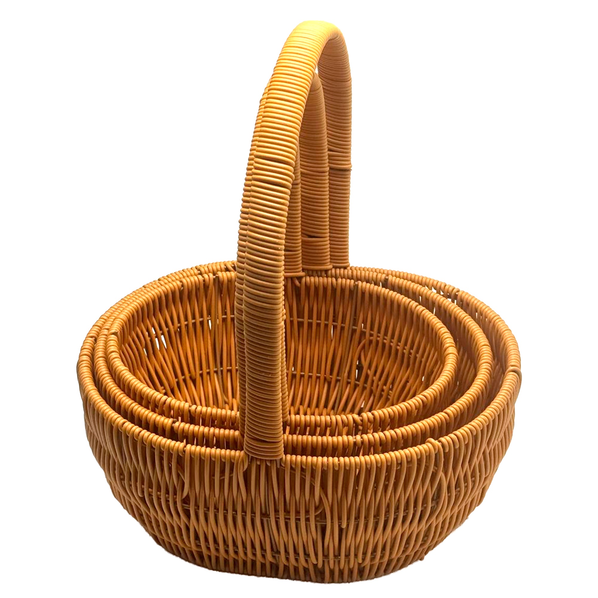 Корзина плетеная (пластик), 29x23xH12/32 см - 23x17xH10/24 см, набор (3 шт) Коричневый