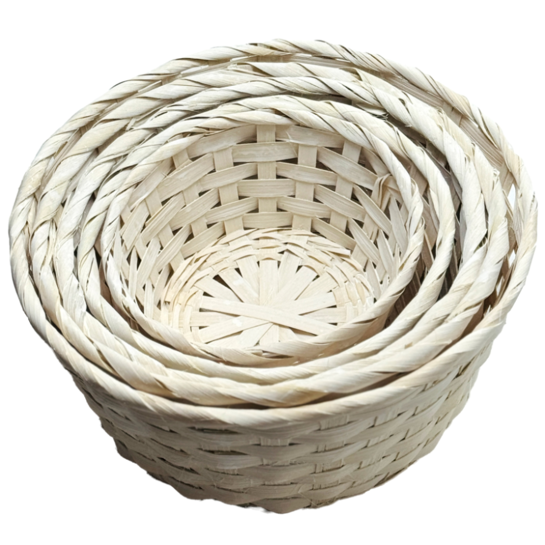 Кашпо плетеное (бамбук), D26xH11 см - D16xH7 см, набор (5 шт) Белый