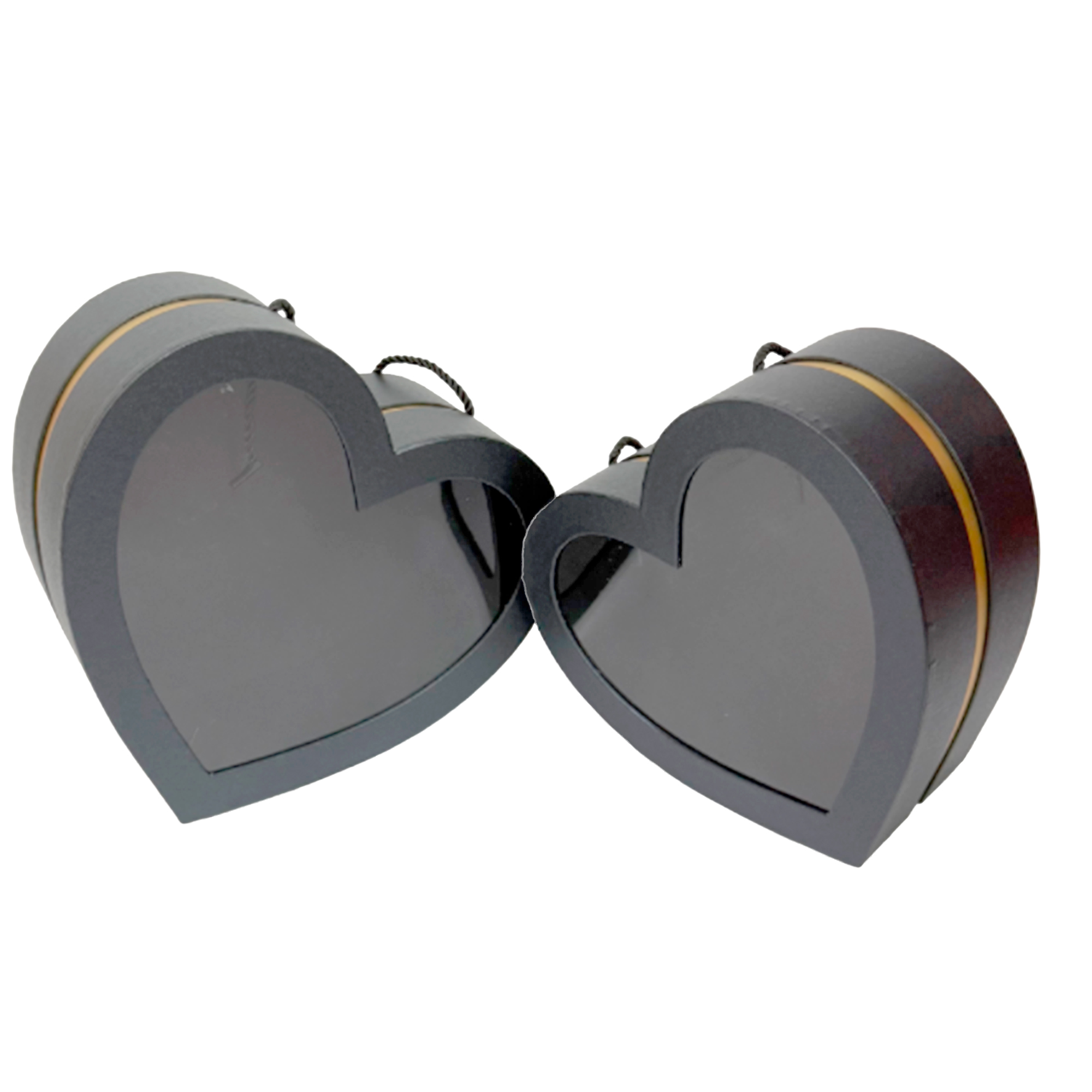 Коробка подарочная "Сердце", 29x26xH11,5 см, 25x23xH10,5 см, набор (2 шт), с окном Черный