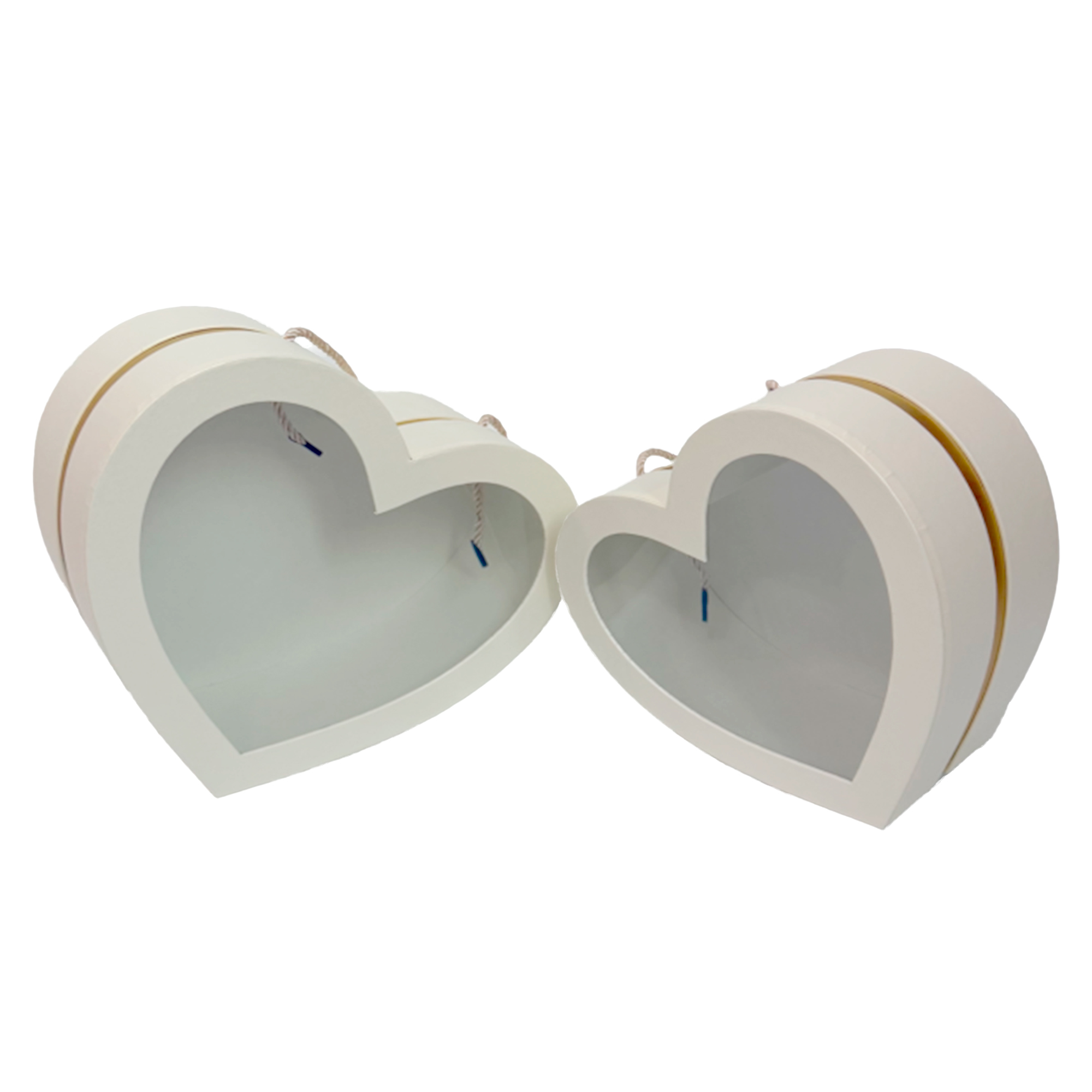 Коробка подарочная "Сердце", 29x26xH11,5 см, 25x23xH10,5 см, набор (2 шт), с окном Кремовый