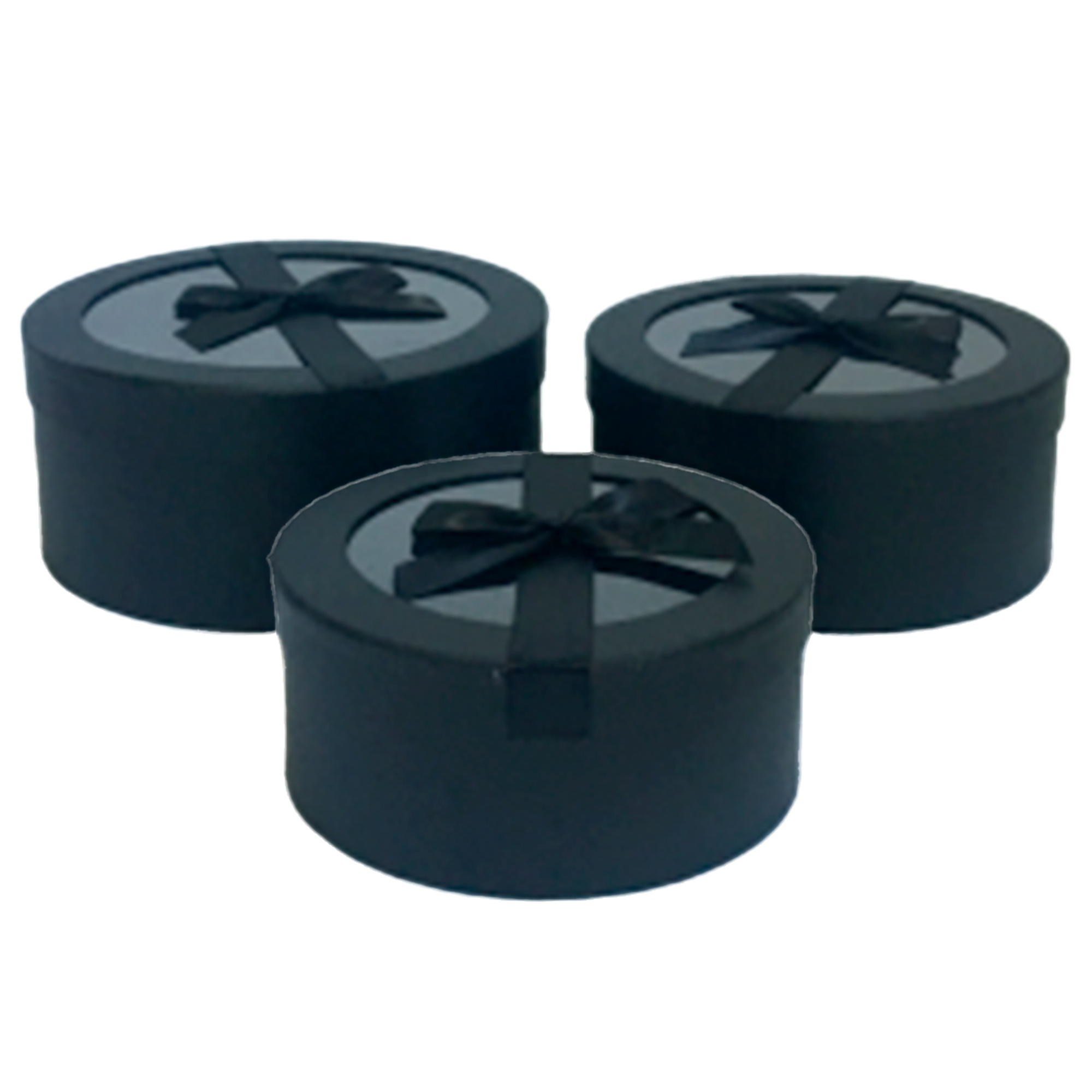 Коробка шляпная, D22xH10 см - D18xH8 см, набор (3 шт), с окном Черный