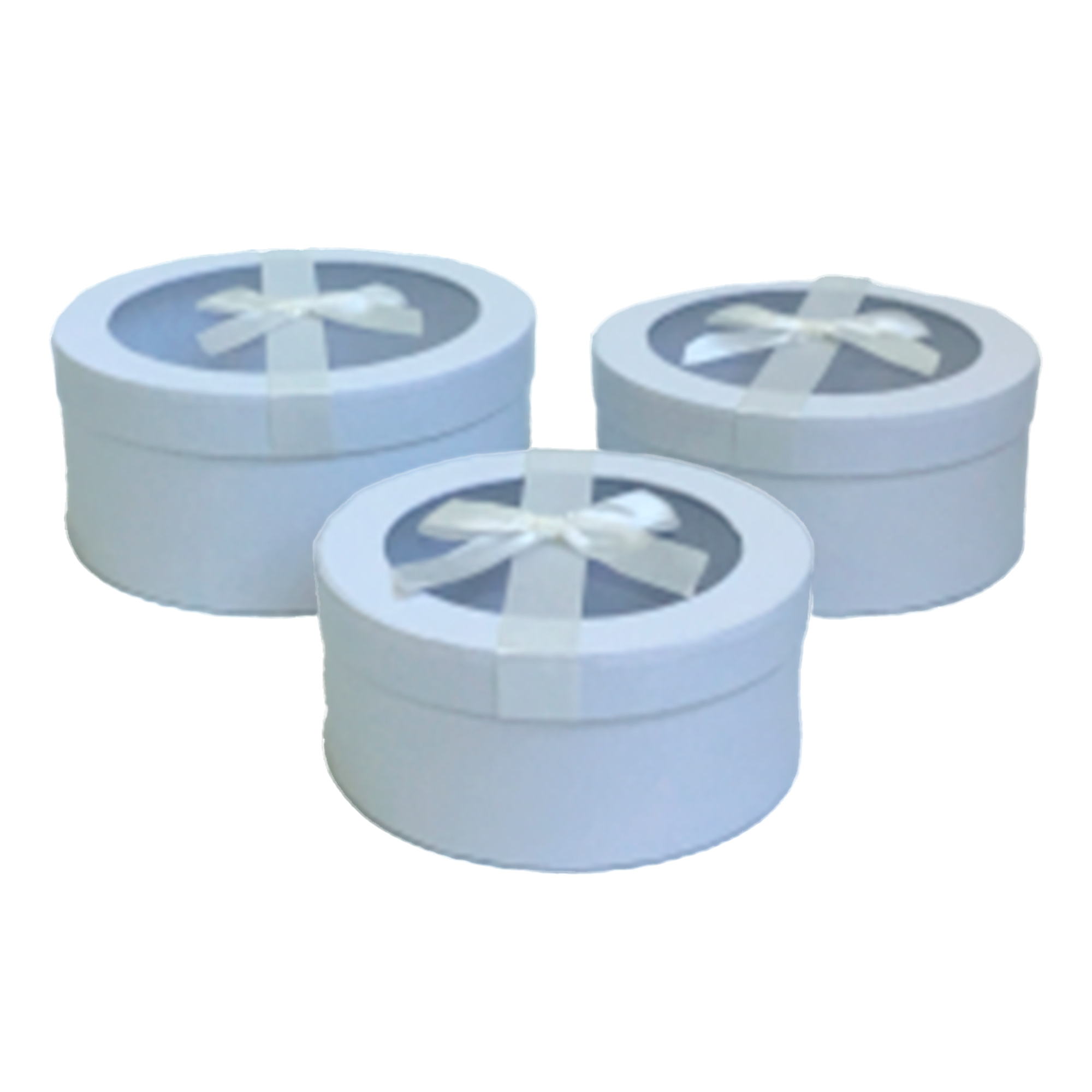 Коробка шляпная, D22xH10 см - D18xH8 см, набор (3 шт), с окном Белый