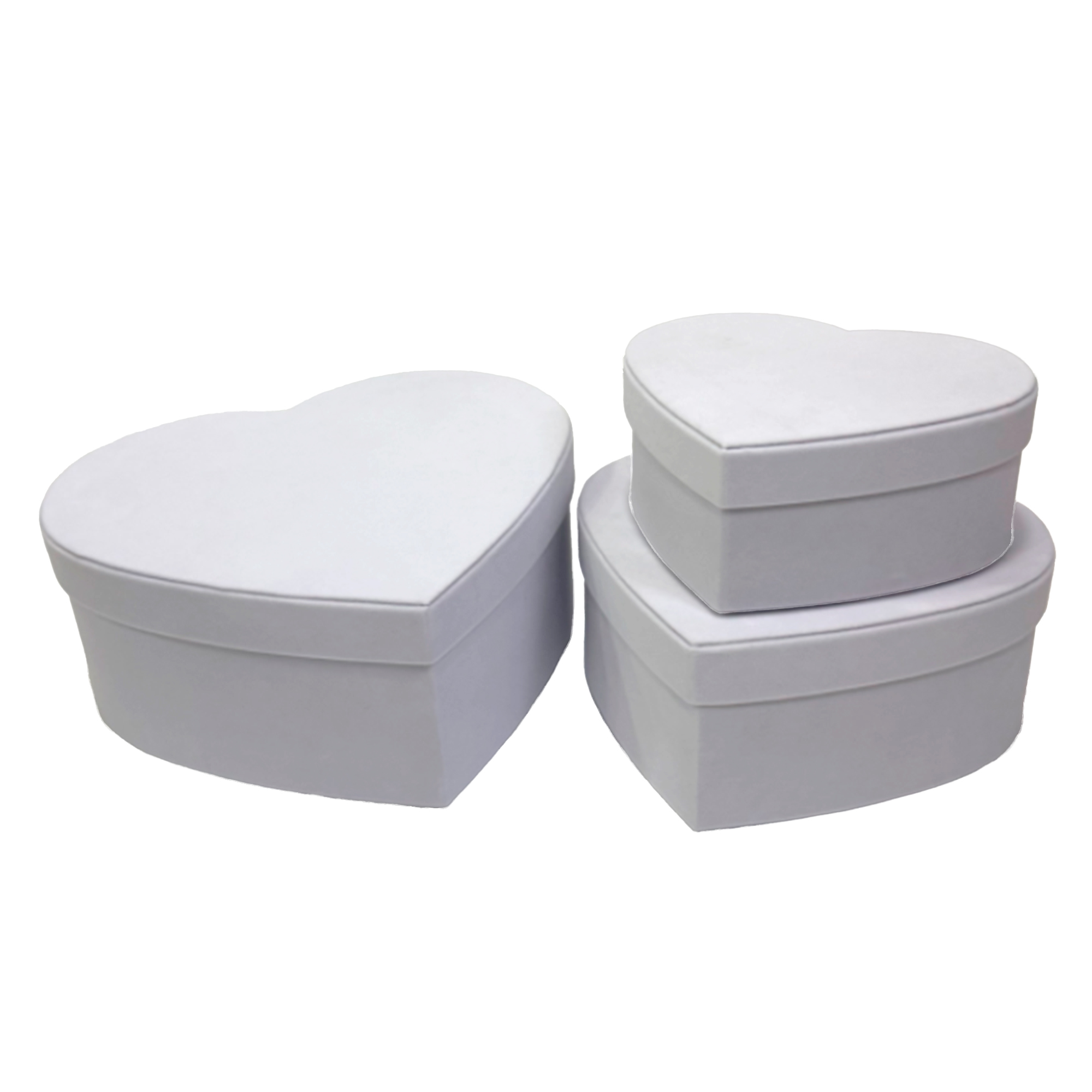 Коробка подарочная "Сердце", 30x27,5xH12 см - 21x19,5xH8 см, набор (3 шт) Белый