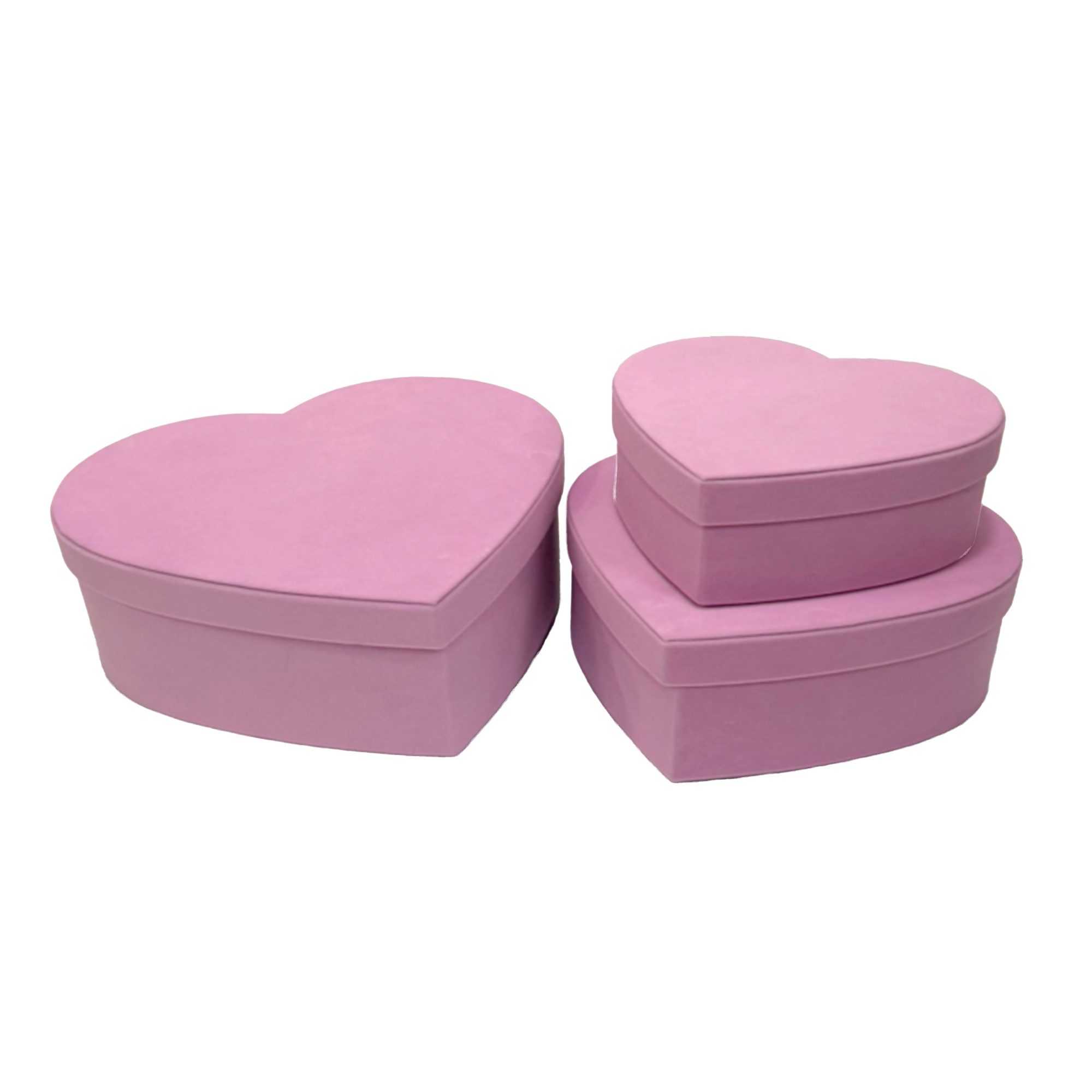 Коробка подарочная "Сердце", 30x27,5xH12 см - 21x19,5xH8 см, набор (3 шт) Розовый