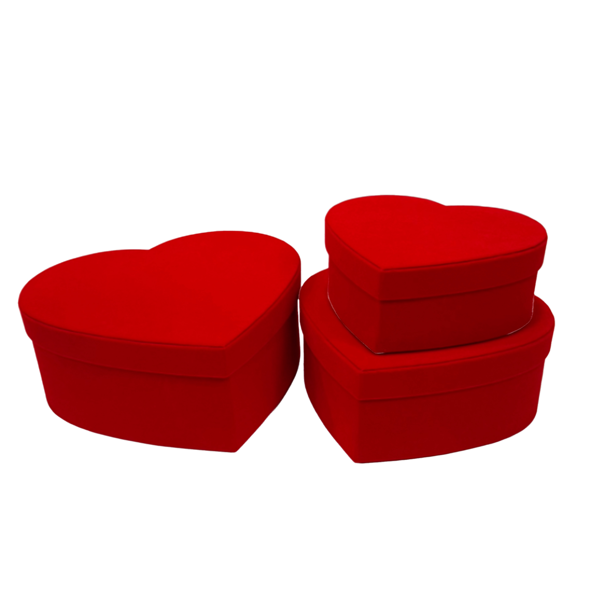 Коробка подарочная "Сердце", 30x27,5xH12 см - 21x19,5xH8 см, набор (3 шт) Красный