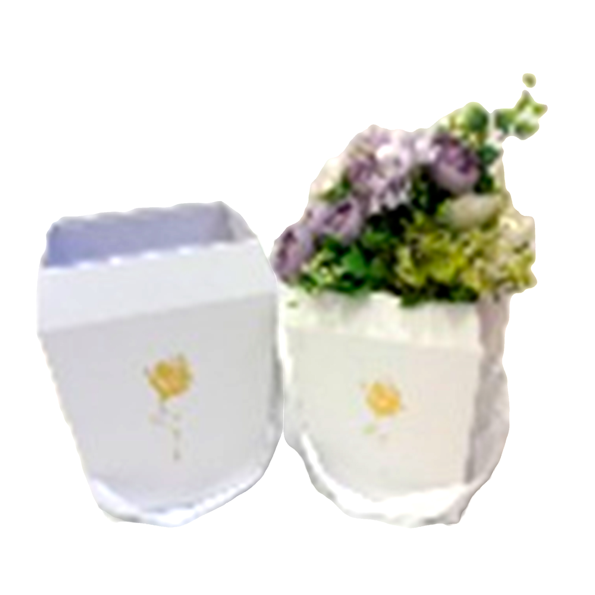 Коробка-кашпо, 21x21xH25 см, 18x18xH21 см, набор (2 шт), с ручкой Белый