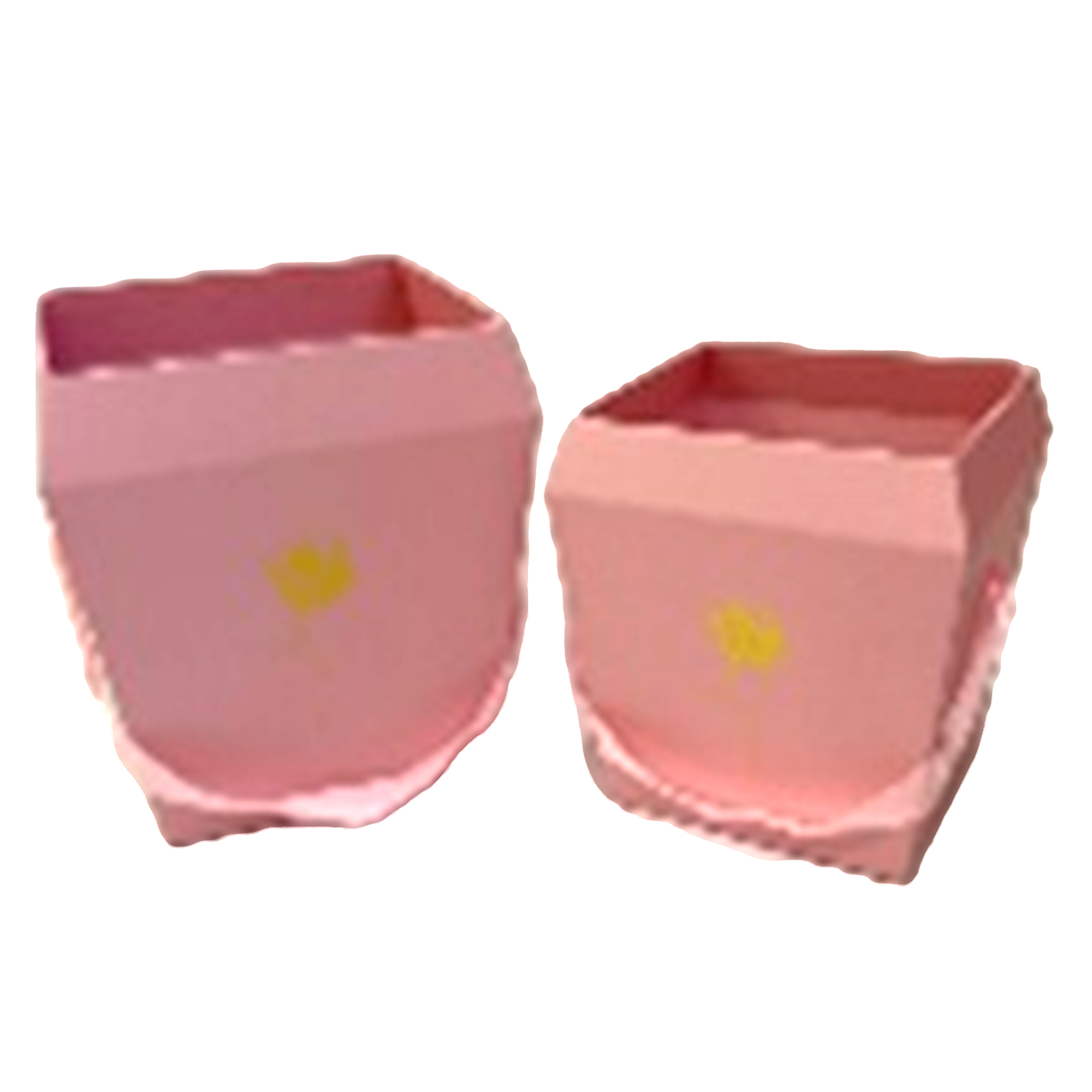 Коробка-кашпо, 21x21xH25 см, 18x18xH21 см, набор (2 шт), с ручкой Пудровый