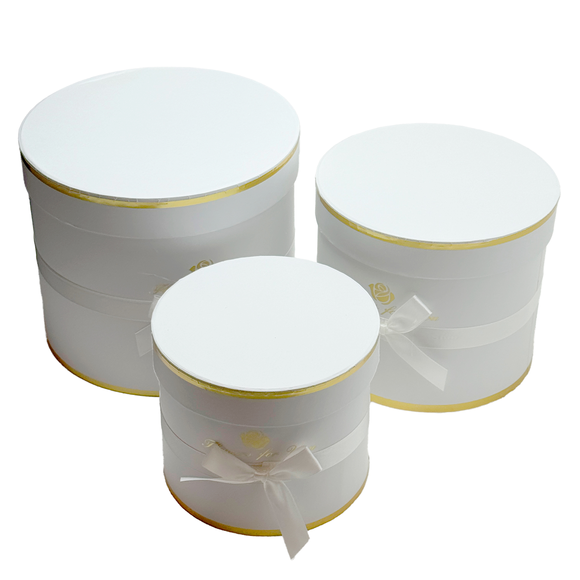 Коробка шляпная "Flowers for you", D23xH19,5 см - D17xH14 см, набор (3 шт) Белый