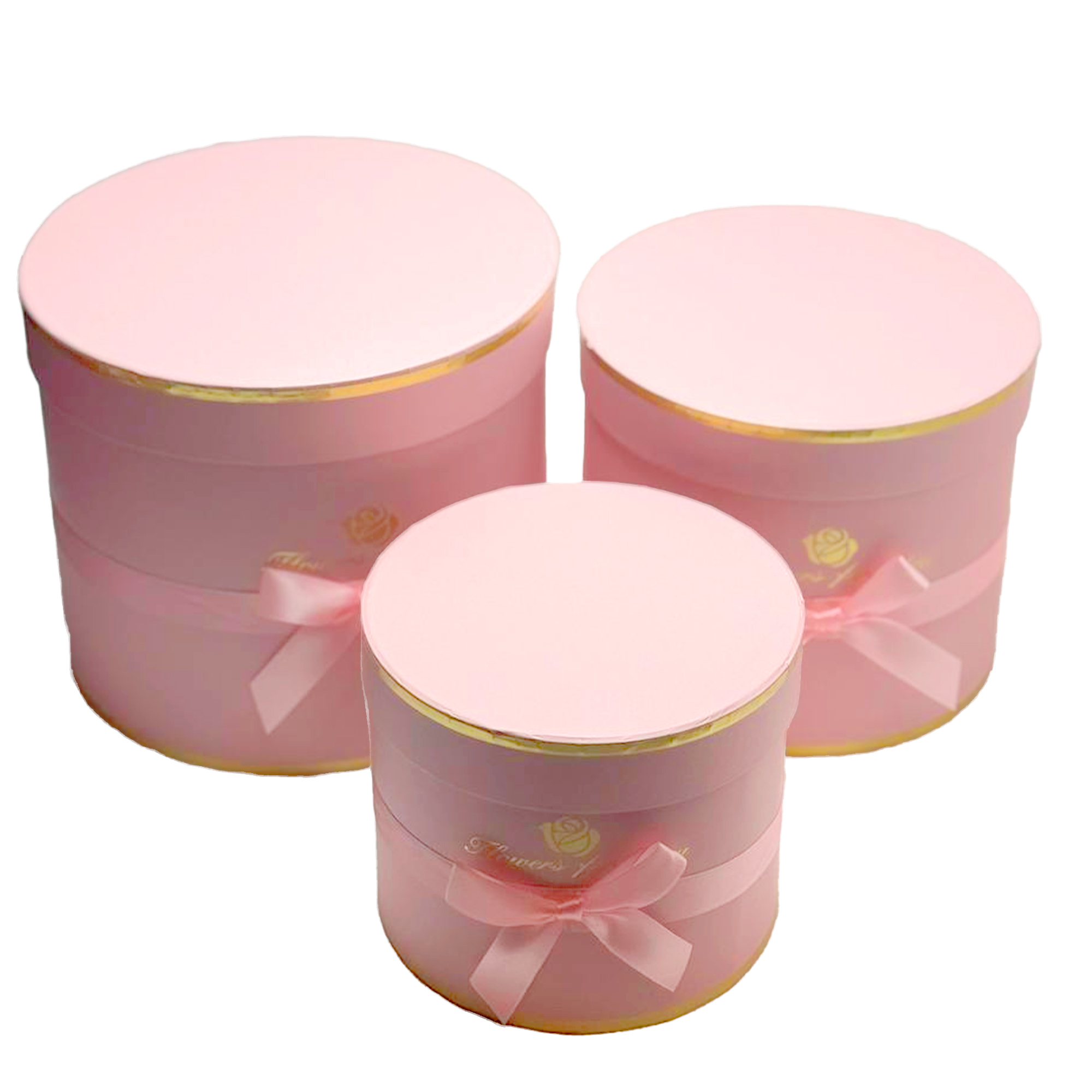 Коробка шляпная "Flowers for you", D23xH19,5 см - D17xH14 см, набор (3 шт) Розовый