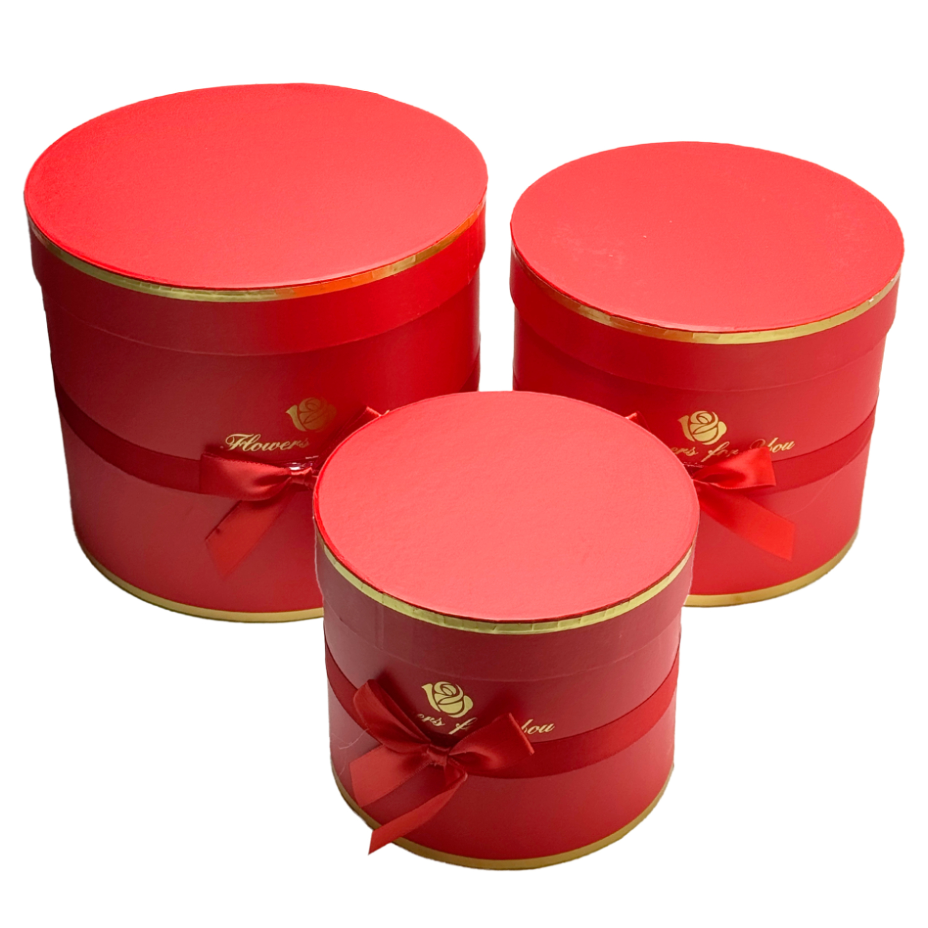 Коробка шляпная "Flowers for you", D23xH19,5 см - D17xH14 см, набор (3 шт) Красный