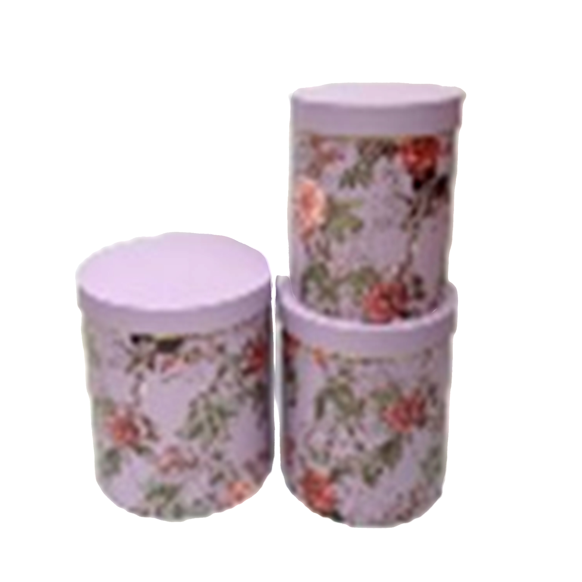 Коробка шляпная "Цветы", D24xH23,5 см - D20xH18 см, набор (3 шт) Сиреневый