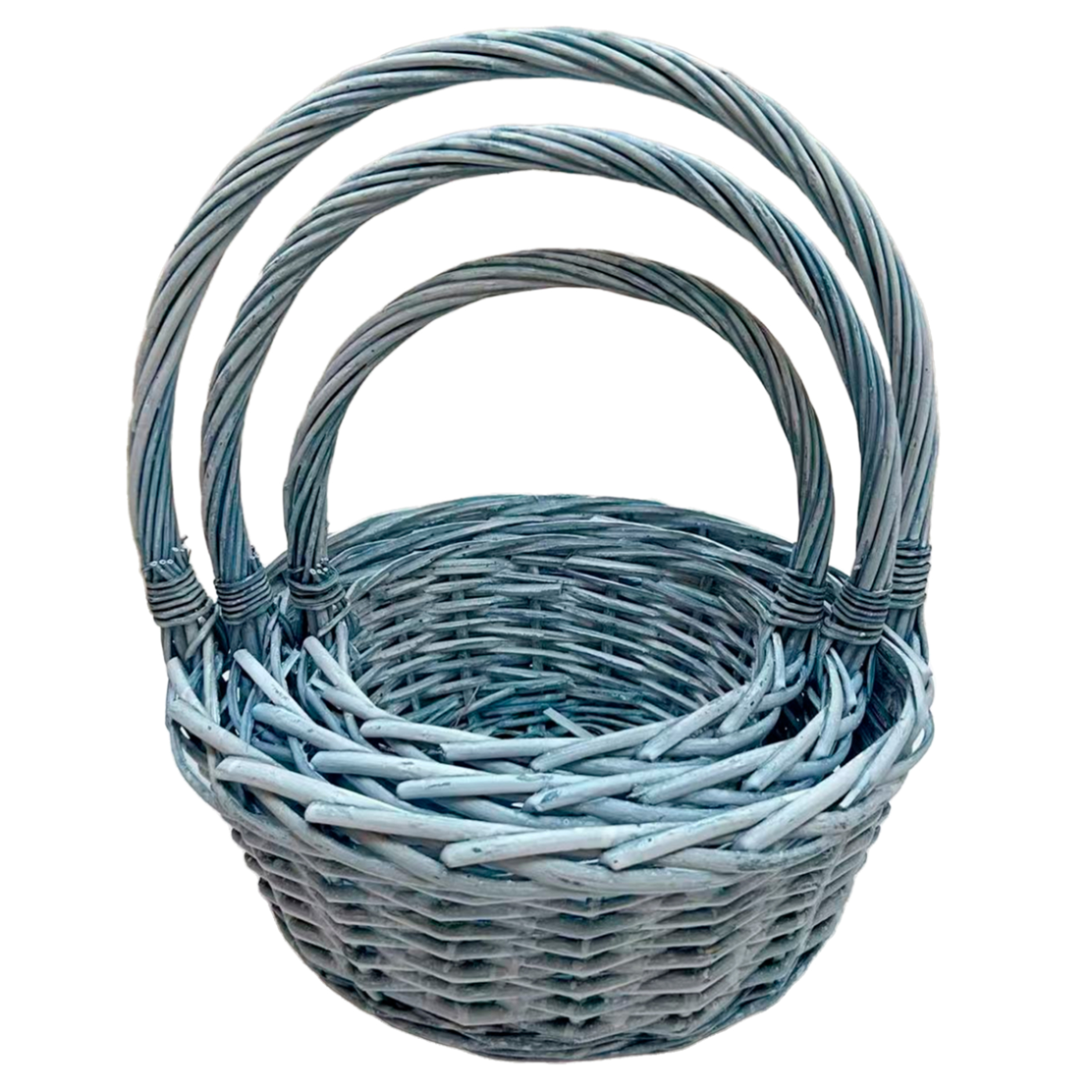 Корзина плетеная (ива), D33xH13/36 см - D22xH10/26 см, набор (3 шт) Серый