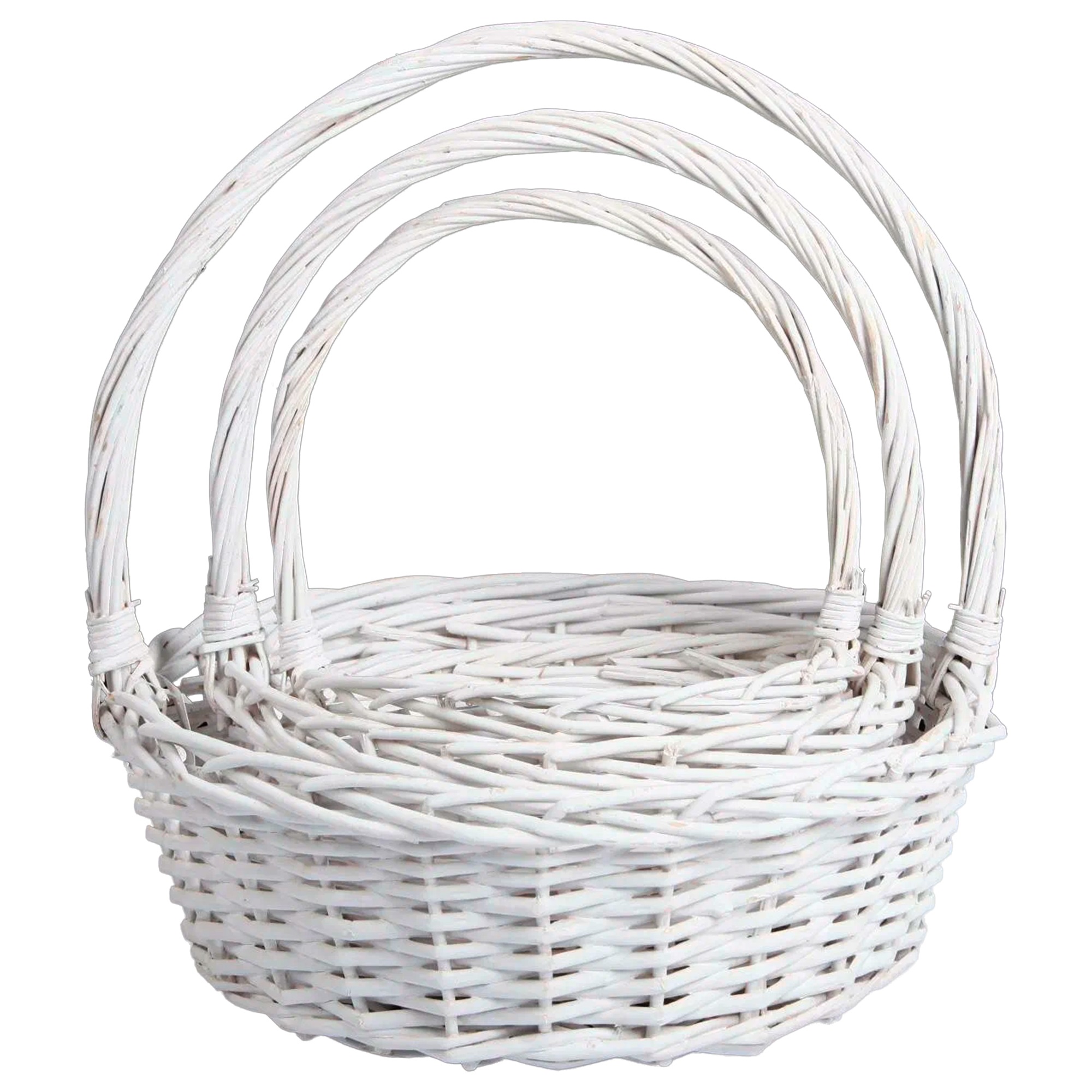 Корзина плетеная (ива), 38x30xH35 см - 28x20xH25 см, набор (3 шт) Белый