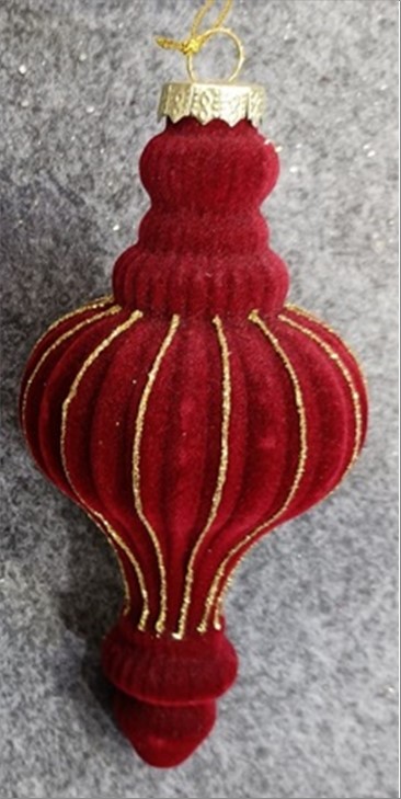 Елочная игрушка "Калабаш" (стекло, флок), D6,5xH15 см