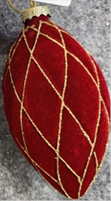 Елочная игрушка "Олива" (стекло, флок), D6xH13 см