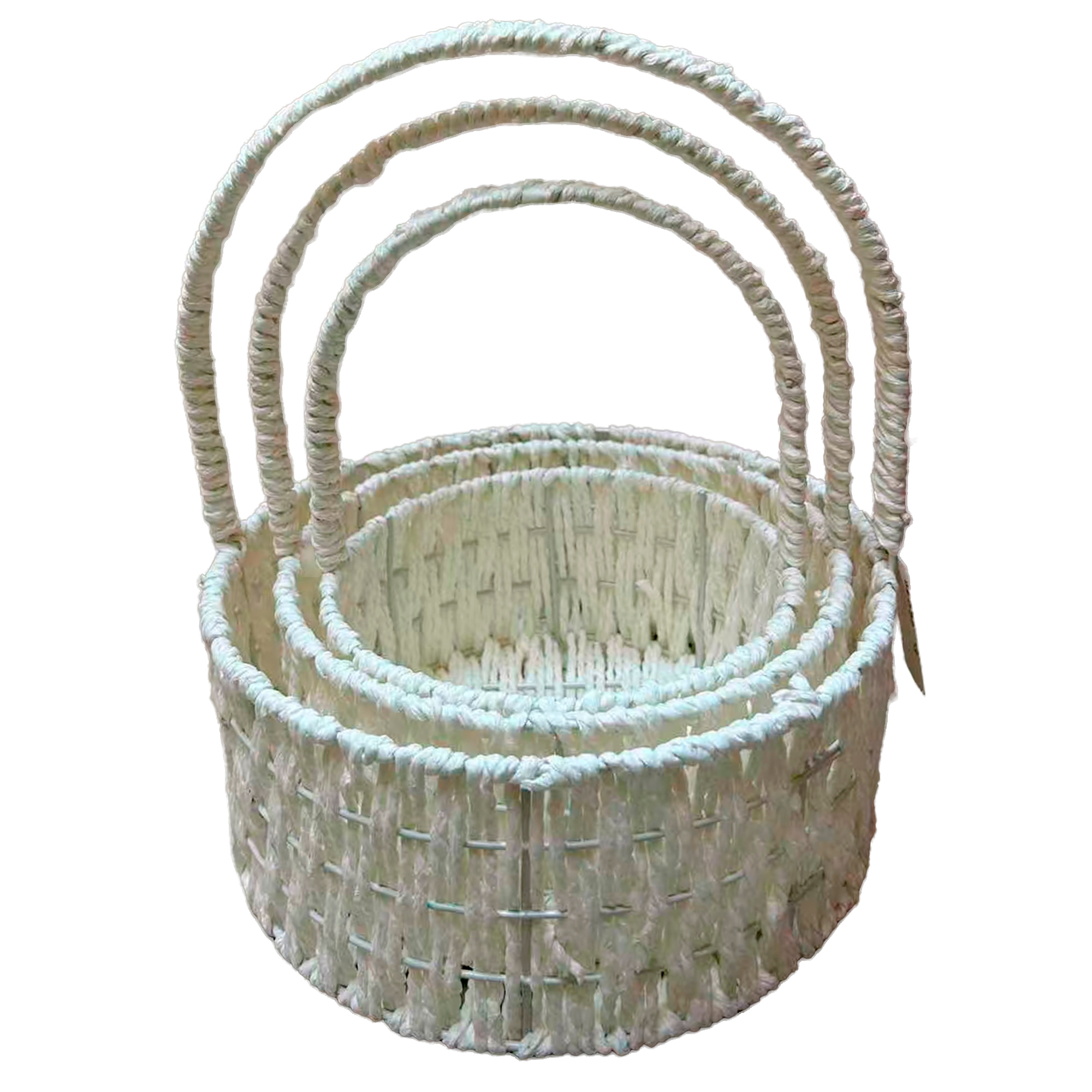 Корзина плетеная (бумага), D28xH12/33 см - D20xH10/27 см, набор (3 шт)