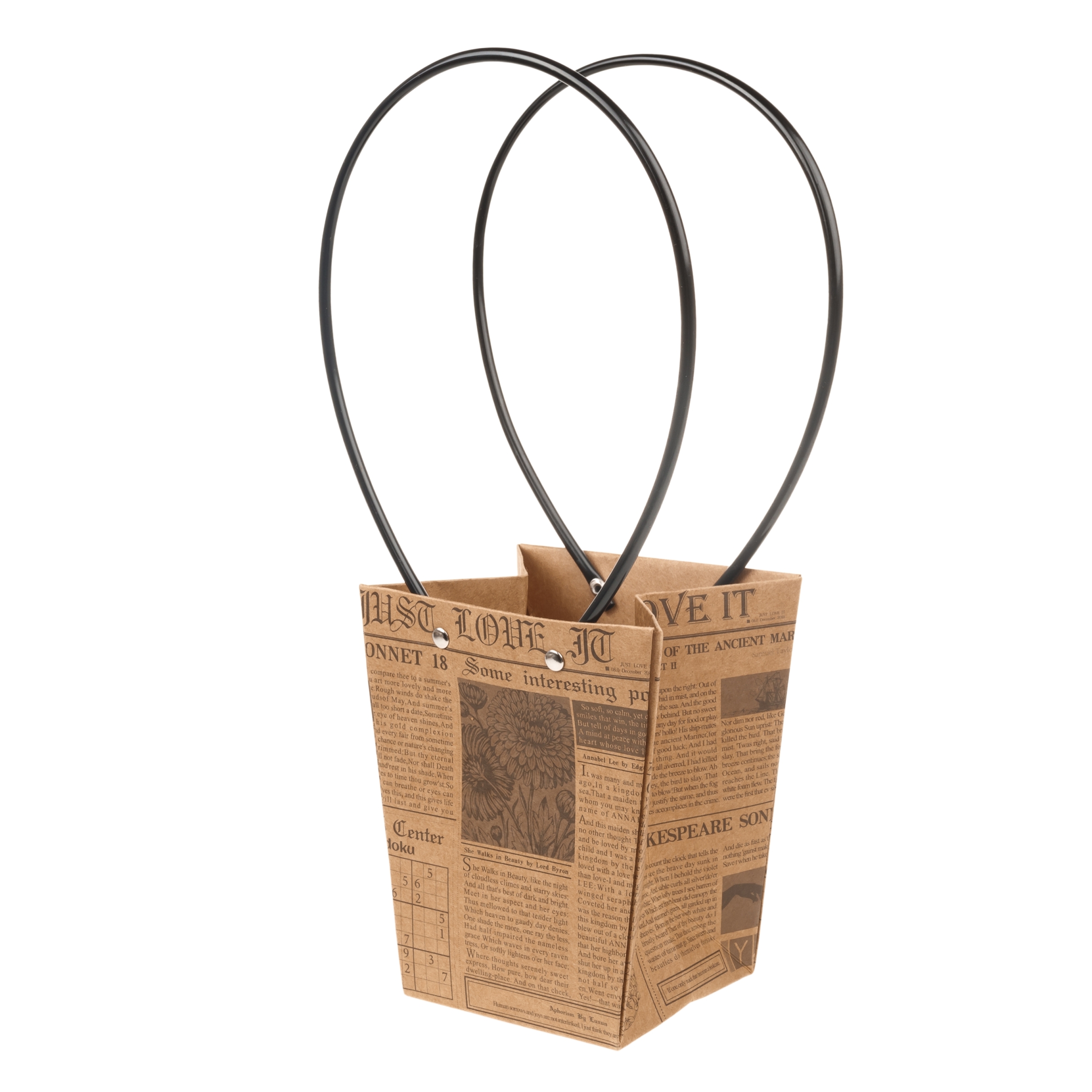 Сумка подарочная "Газета" (картон), 13x9,5xH15,5 см, набор (10 шт), с ламинацией