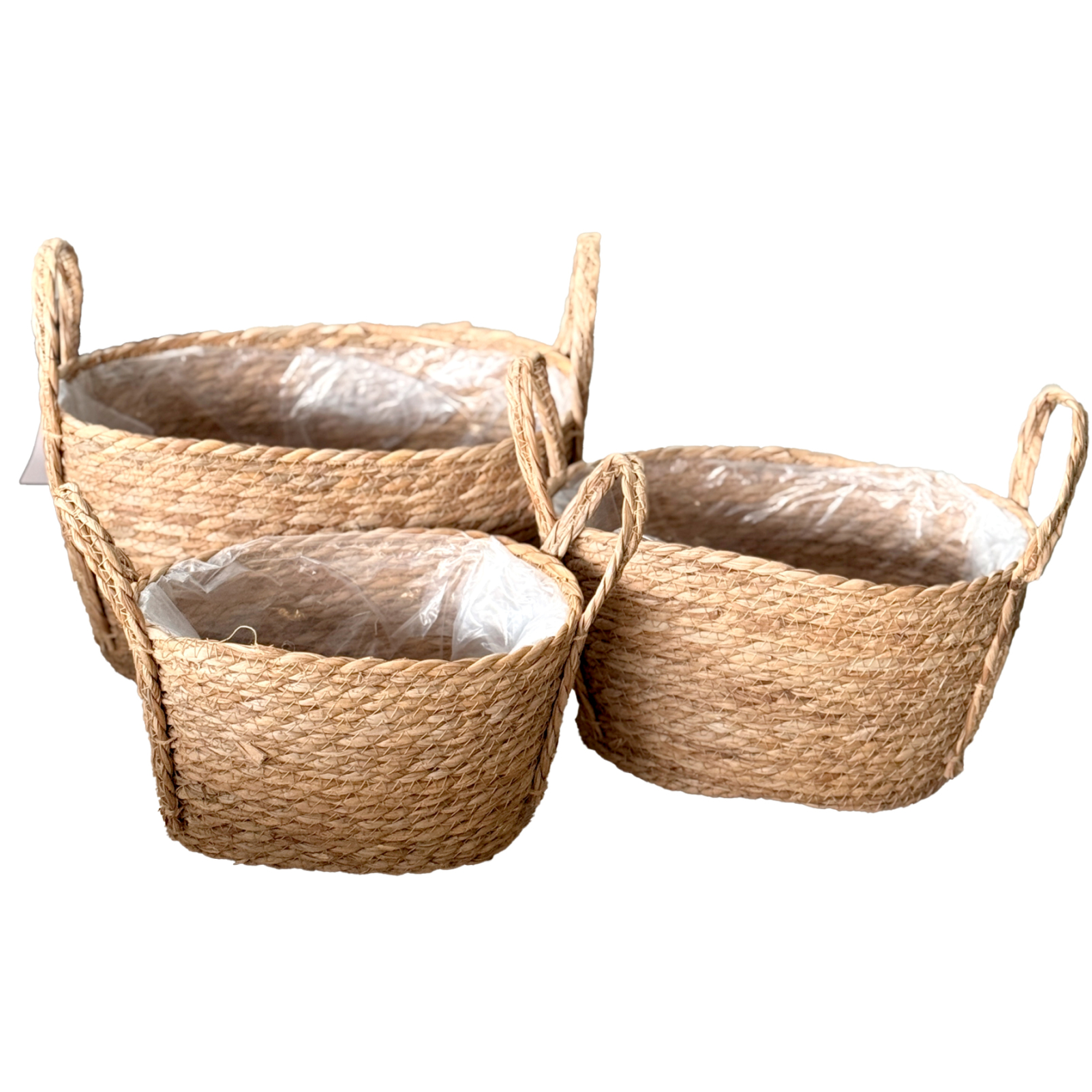 Корзина плетеная (водоросли), 34x26xH20/29 см - 25x17xH16/21 см, набор (3 шт)