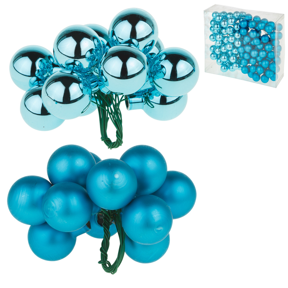 Елочная игрушка "Шар на проволоке" (стекло), D2,5 см, набор (144 шт) Голубой