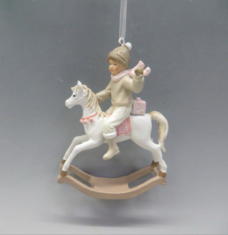 Елочная игрушка "Мальчик на лошадке" (полирезин), 9x4,5xH12 см