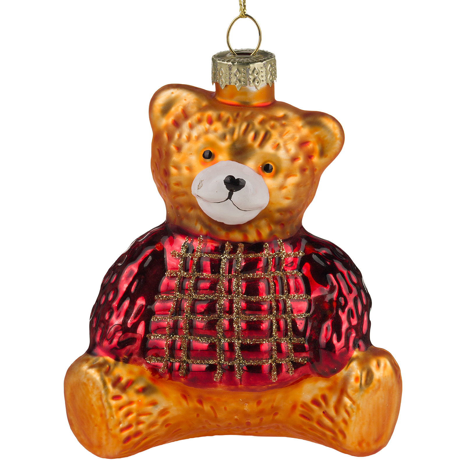 Елочная игрушка "Медвежонок" (стекло), 9x6,5xH11 см