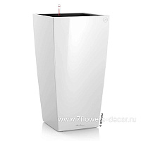 Кашпо Lechuza "Cubico Complete white high gloss" (пластик), 30x30xH56 см - фото 1