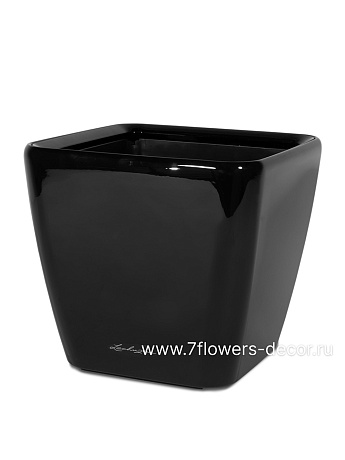 Кашпо Lechuza Quadro LS Complete black high gloss (пластик), 28x28xH26 см - фото 1