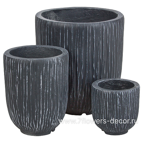 Кашпо Nobilis Marco Ribs graphite Jar (файберклэй), D12хH15 см - фото 3