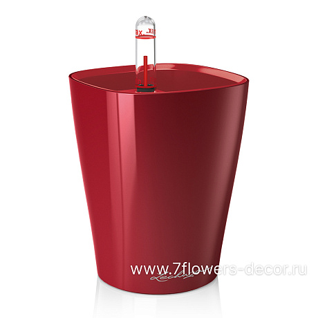 Кашпо Lechuza "Mini Deltini Complete scarlet red high gloss" (пластик), 10xH13 см
