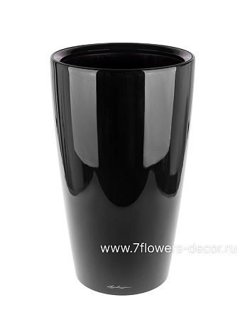 Кашпо Lechuza Rondo Complete black high gloss (пластик), D40xH75 см - фото 1