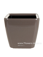 Кашпо Lechuza "Quadro LS Complete taupe high gloss" (пластик), 21x21xH20 см - фото 1